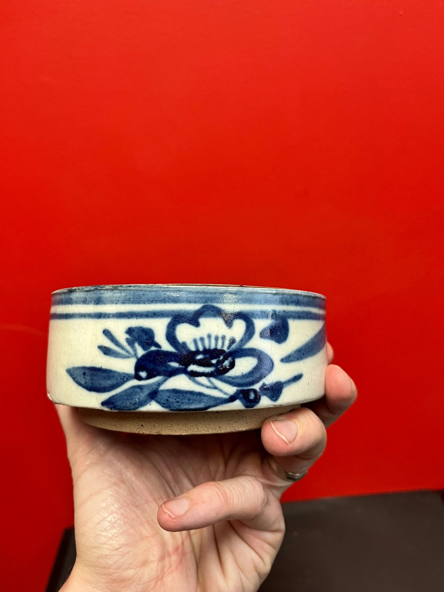 Beautiful Antique Asian pottery bowl  5 x 2 1/2 tall with lovely foot
