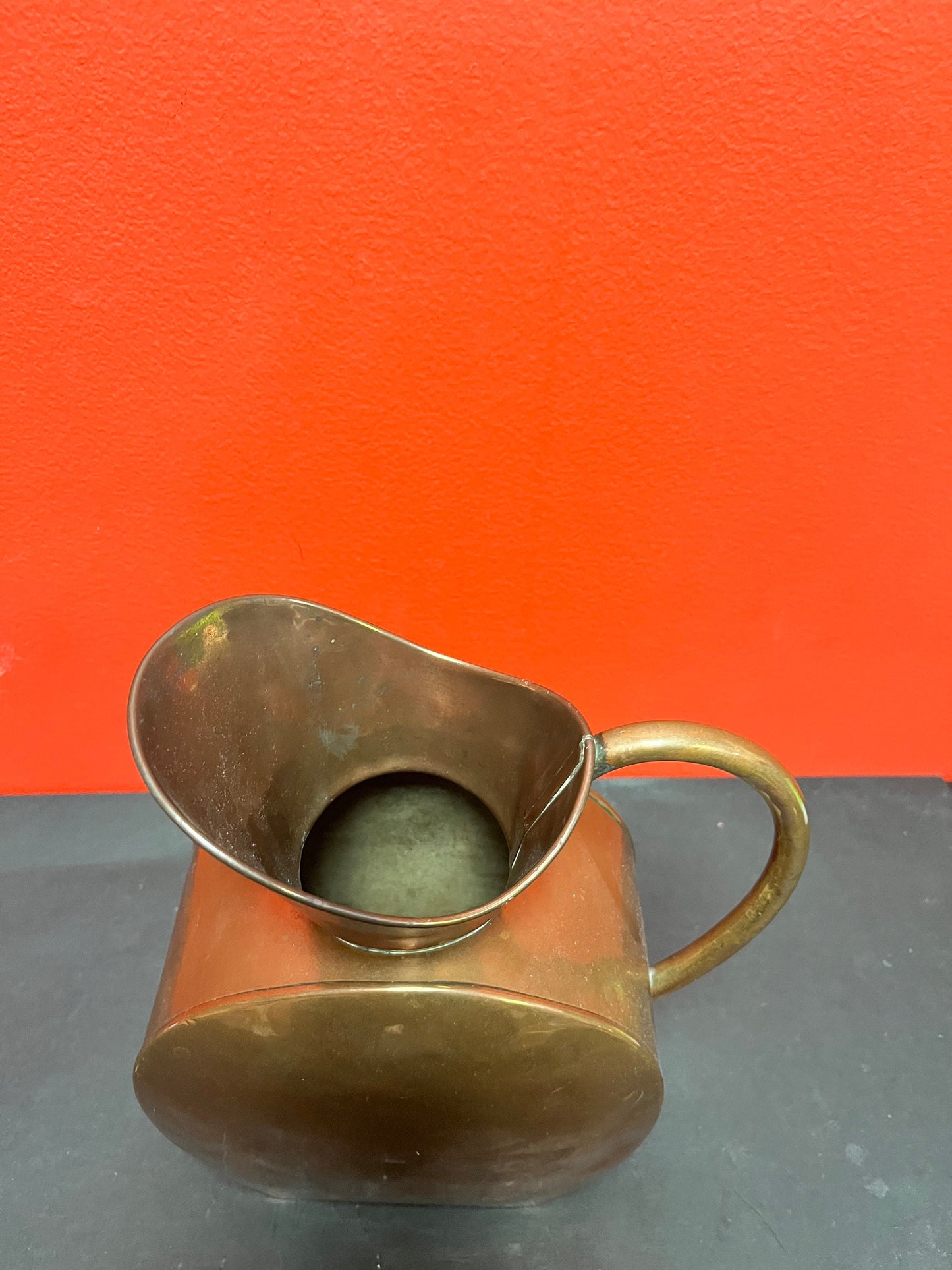 Lovely antique 9 x 7 wide copper jug  good old condition but see photos
