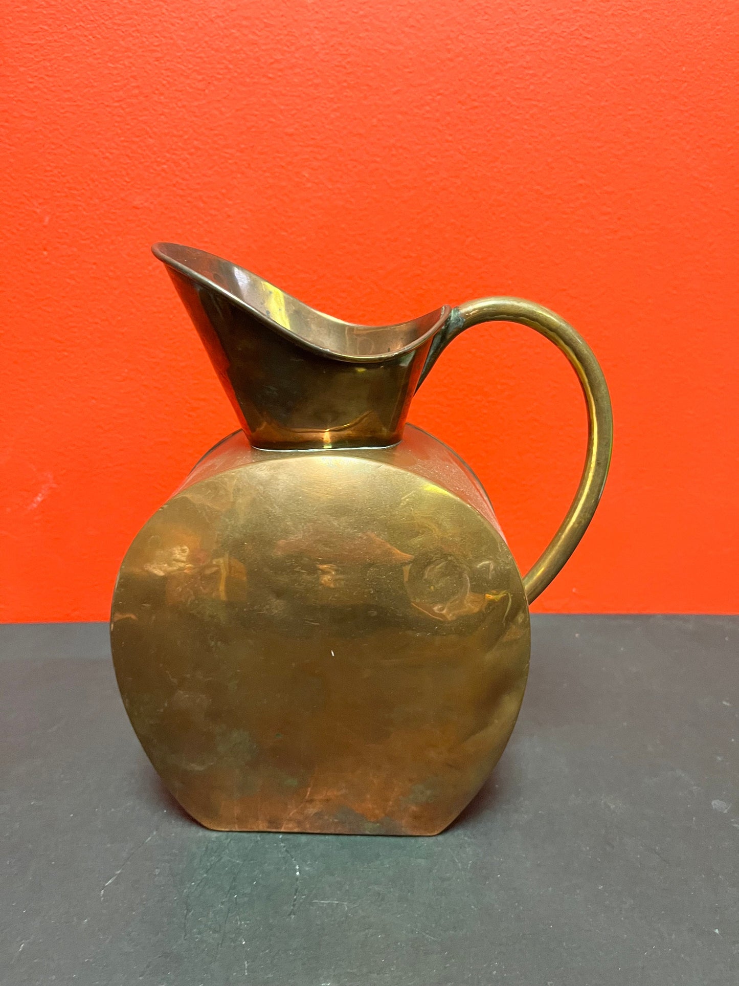 Lovely antique 9 x 7 wide copper jug  good old condition but see photos