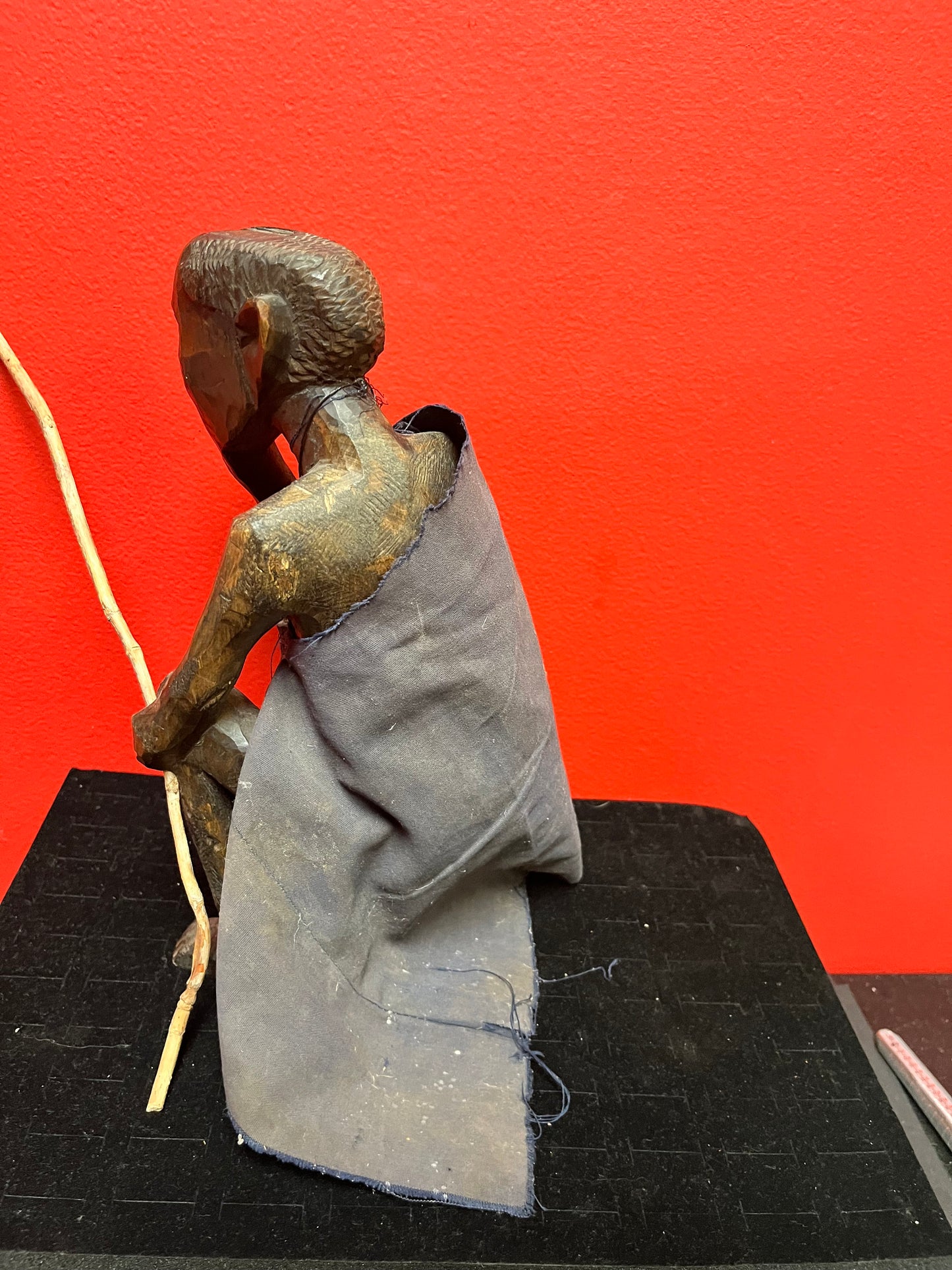 Fabulous old African 11 inch carved wood statue of a man incredible detail wow