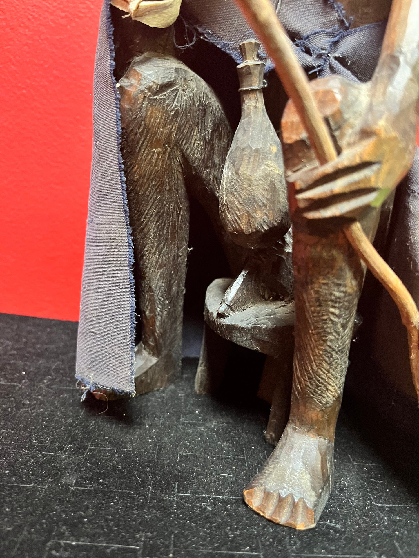 Fabulous old African 11 inch carved wood statue of a man incredible detail wow