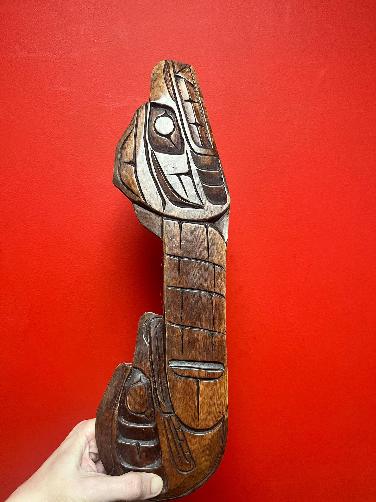 Stunning 18 x 6 indigenous raven and bear plaque by Albert Bruce ready to hang indigenous first nations Pacific Northwest coast beauty