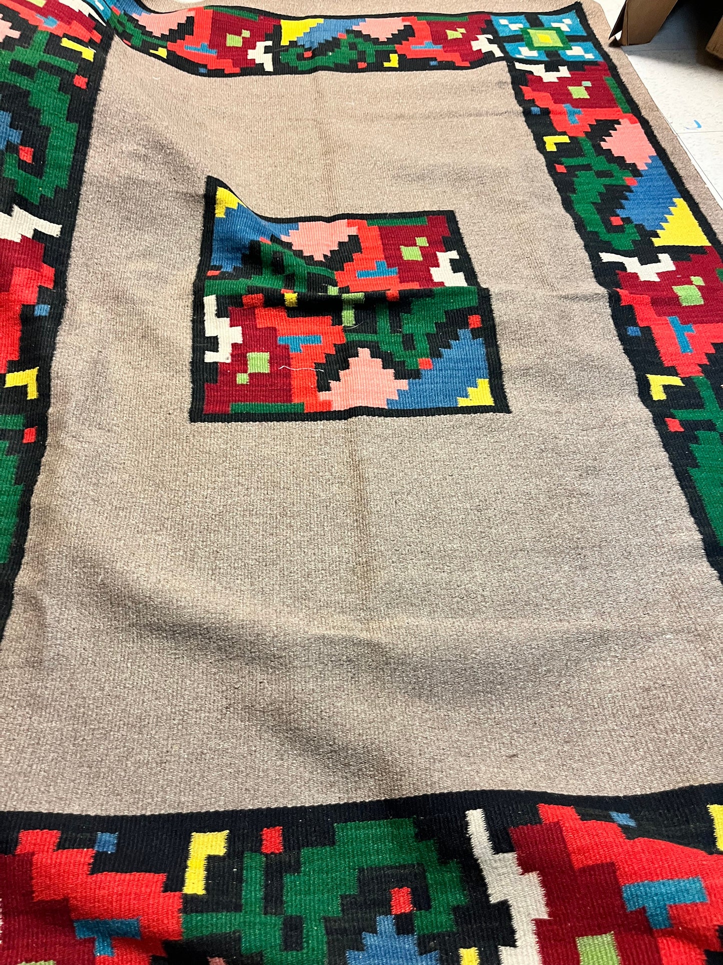 An Absolutely stunning vintage Navajo wool carpet rug in perfect condition authentic fabulous colours 78 x 49 wow