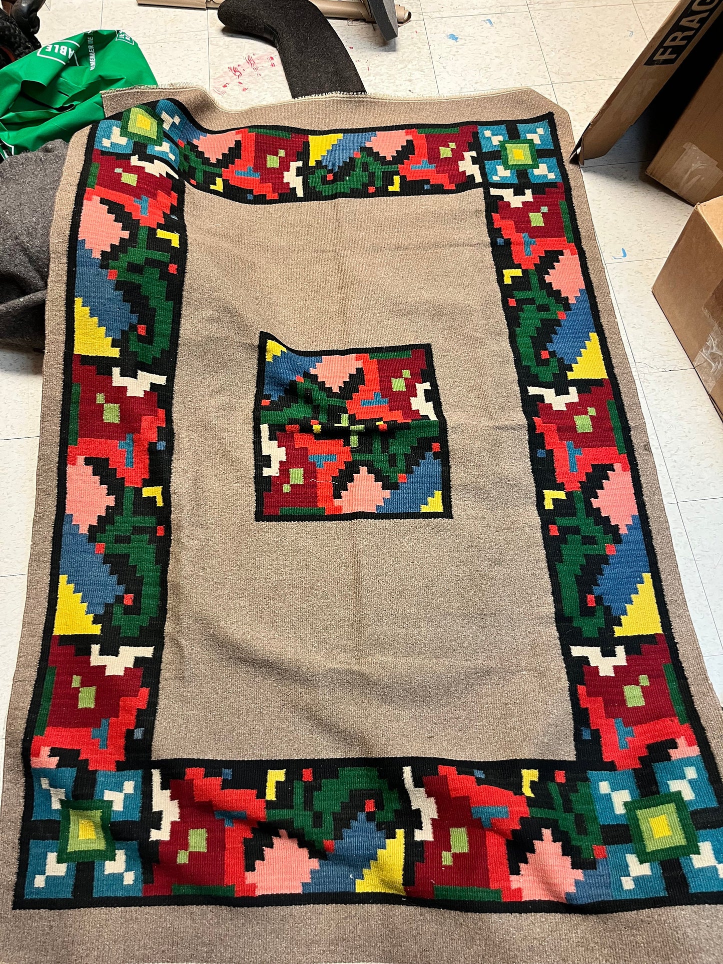 An Absolutely stunning vintage Navajo wool carpet rug in perfect condition authentic fabulous colours 78 x 49 wow