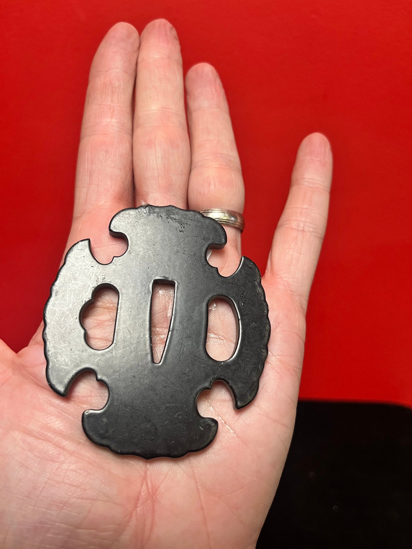 Cool 3 inch Japanese samurai Steel tsuba great condition and simple beautiful for major collection