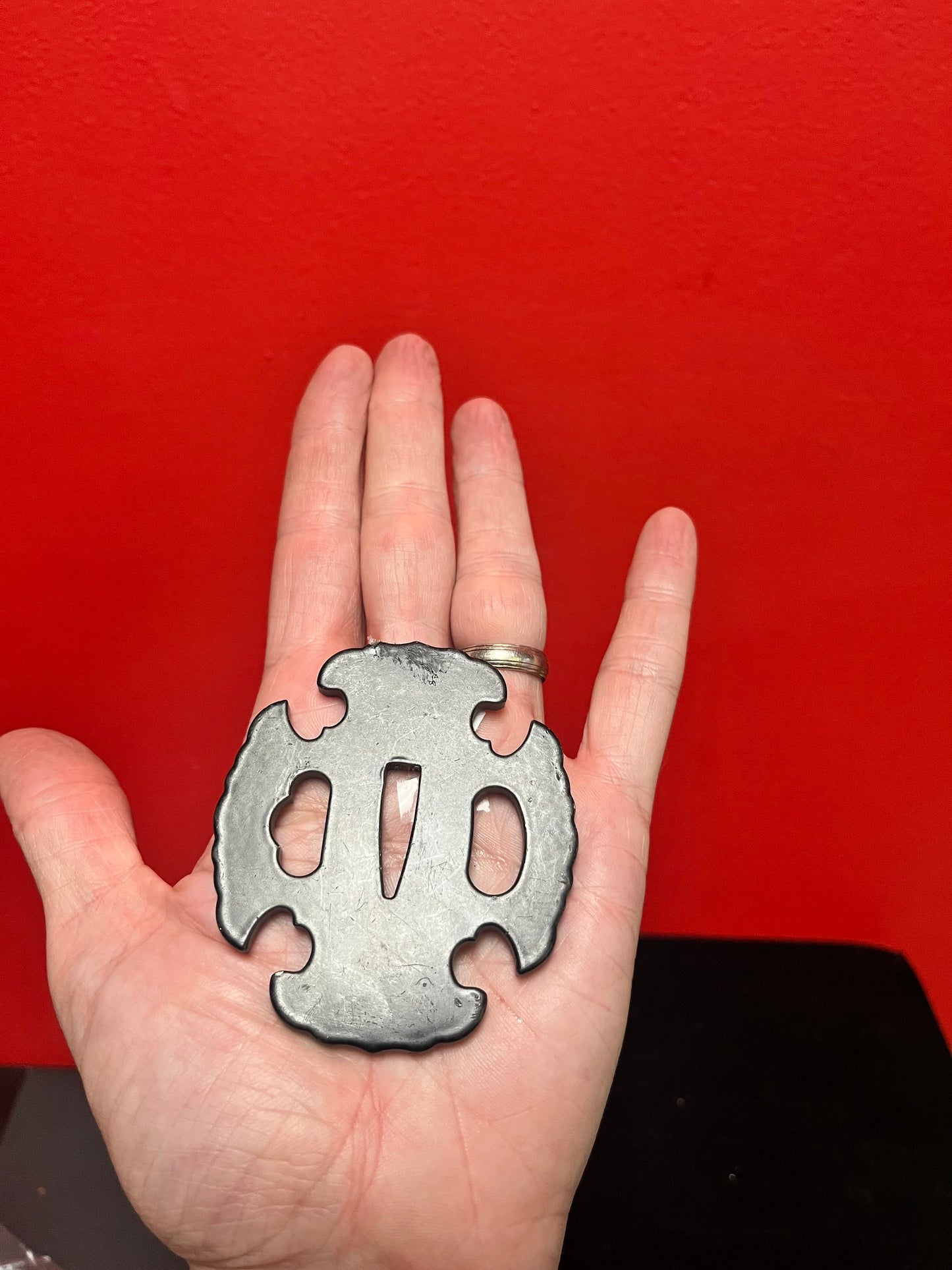Cool 3 inch Japanese samurai Steel tsuba great condition and simple beautiful for major collection