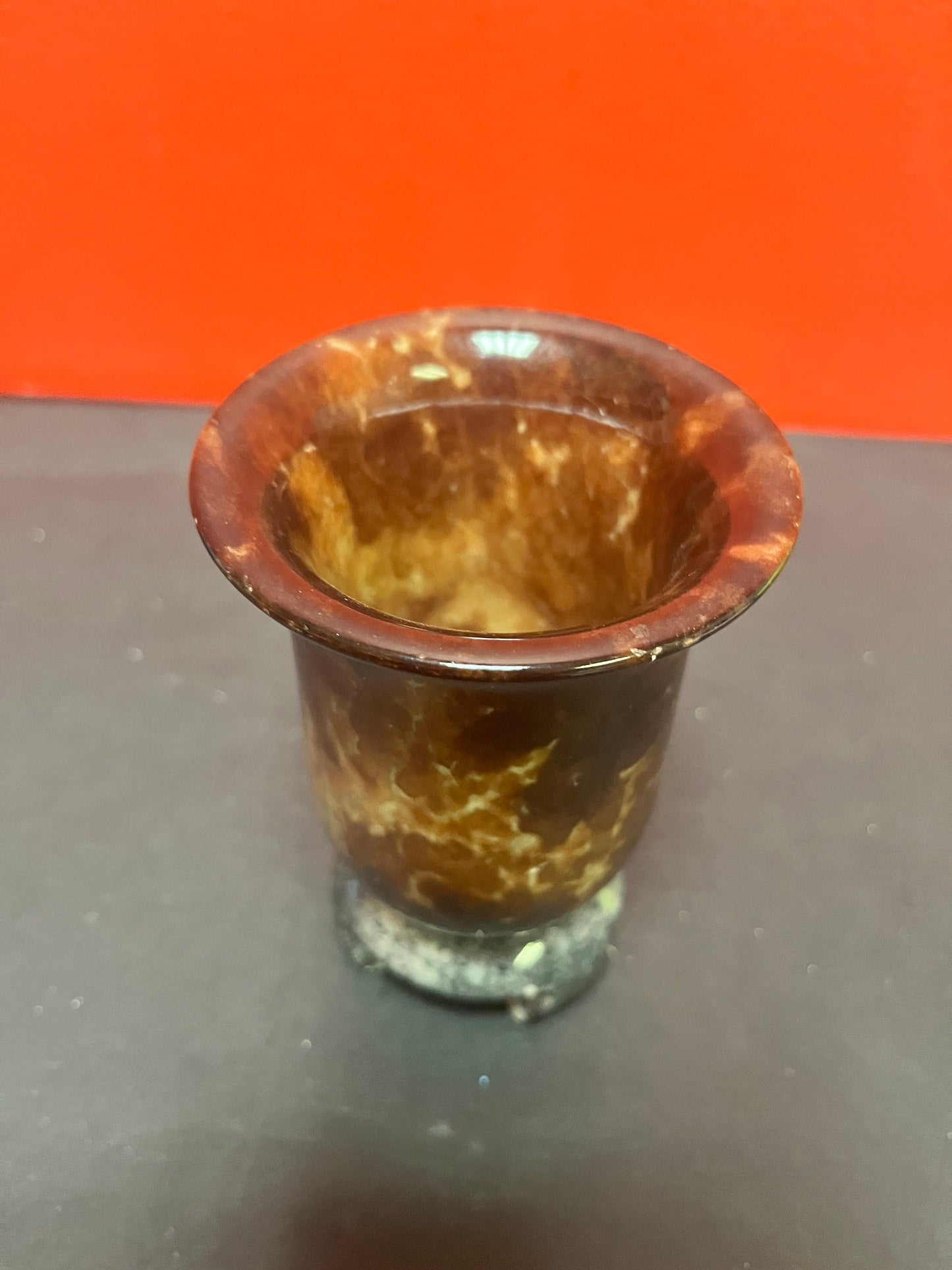 A Stunning antique Chinese stone cup on Stone base seems to be a ceremonial piece amazing condition fabulous colouring