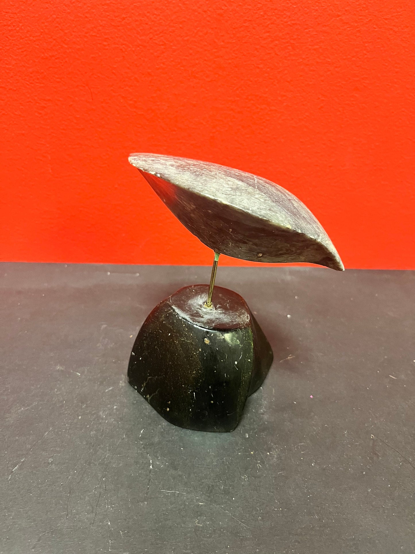 Stunning indigenous Inuit 6 inch tall, abstract soapstone bird on stand - Breathtaking simplicity