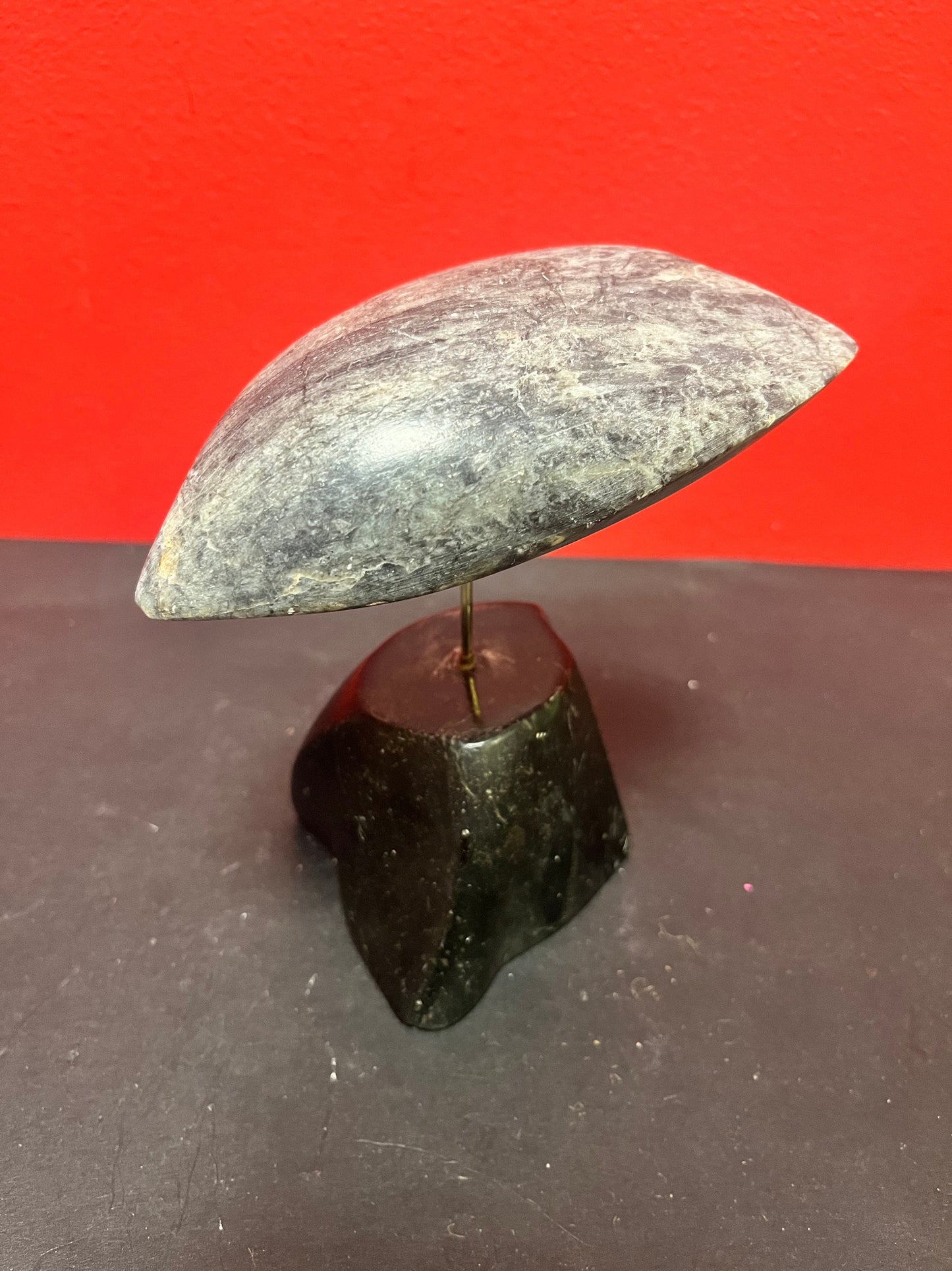 Stunning indigenous Inuit 6 inch tall, abstract soapstone bird on stand - Breathtaking simplicity