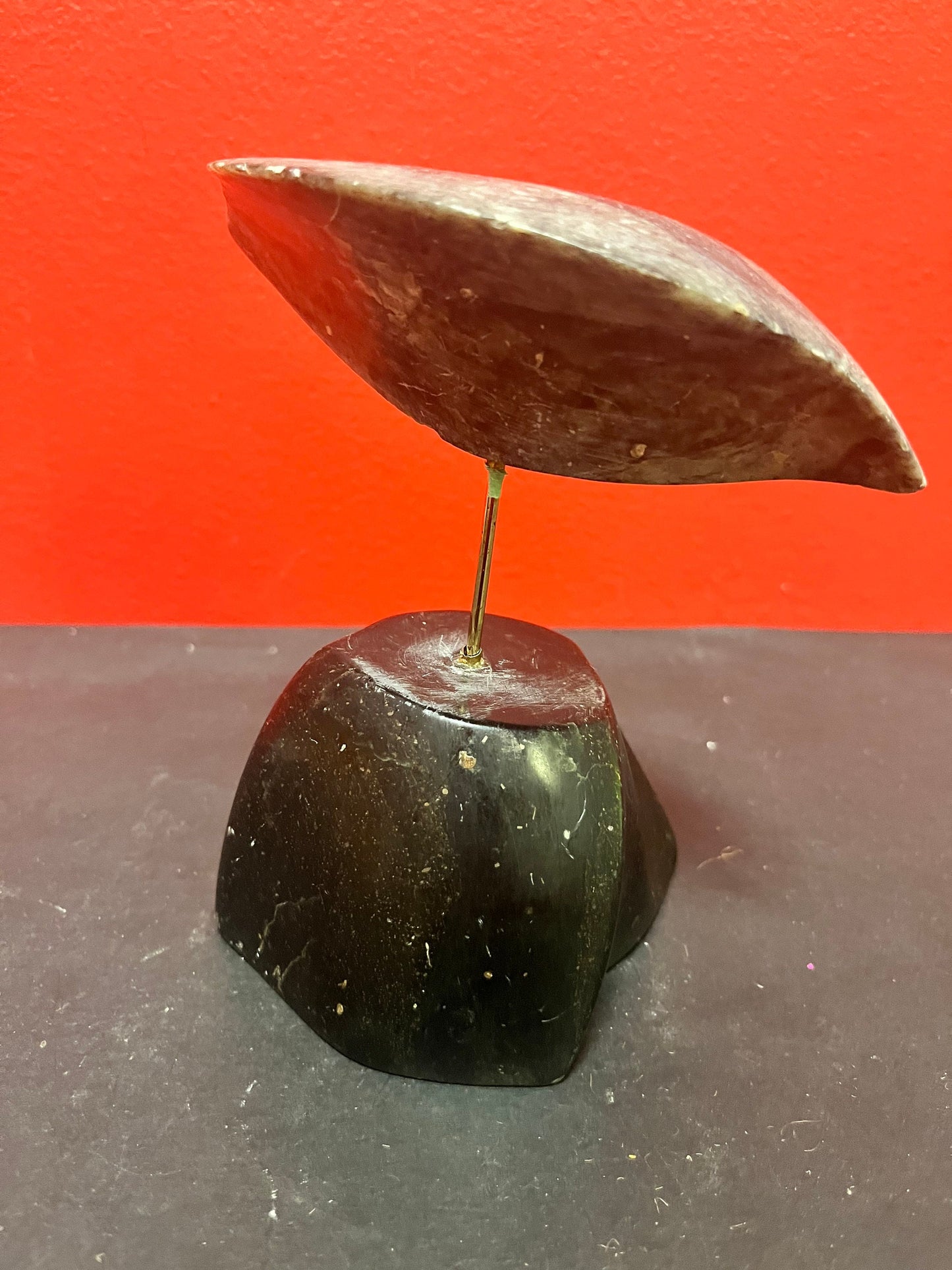 Stunning indigenous Inuit 6 inch tall, abstract soapstone bird on stand - Breathtaking simplicity