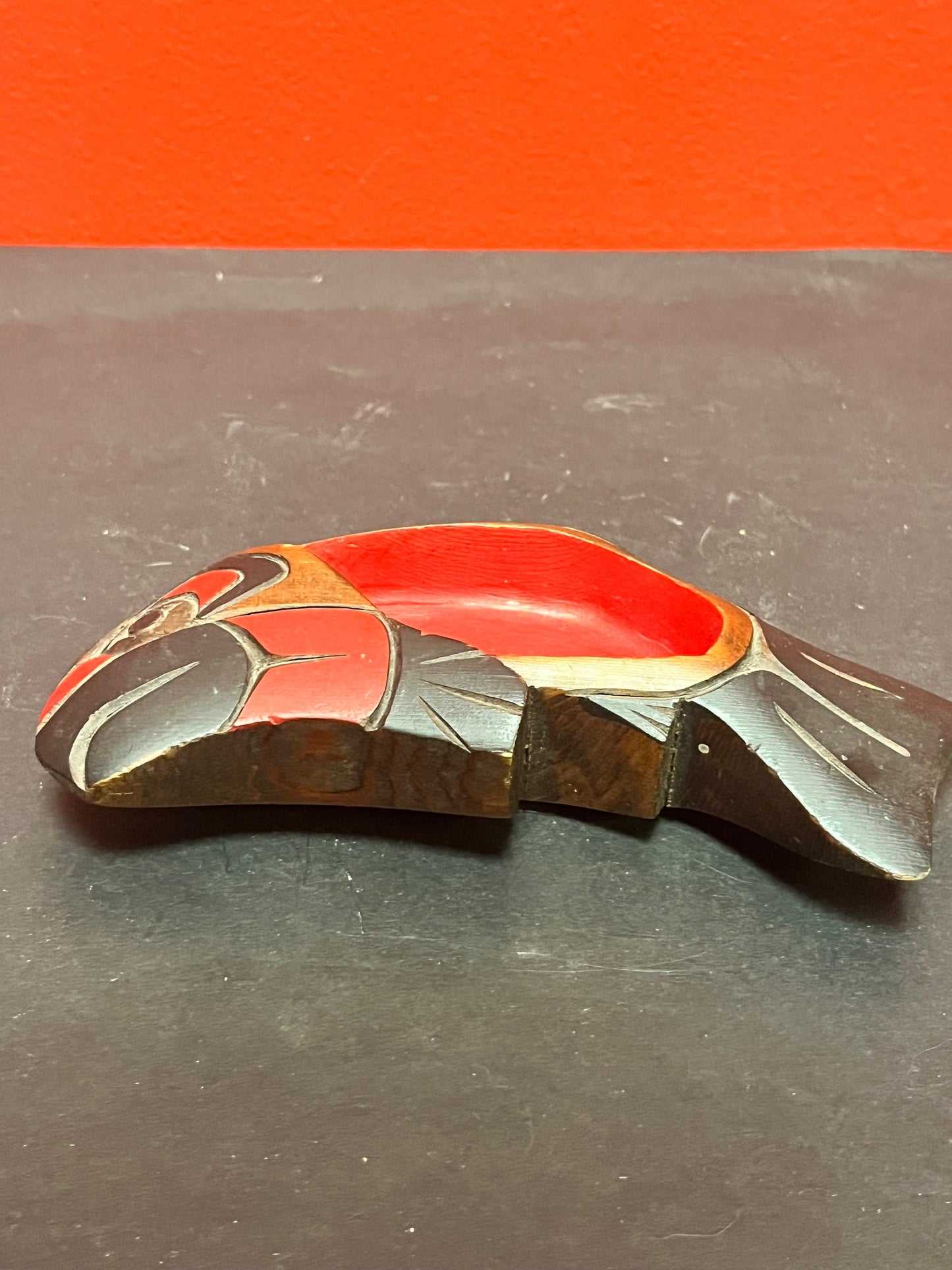 Magnificent 6 inch long signed indigenous first nations north west coast feast bowl Wonderful design and quality by Rick Wilson Wow