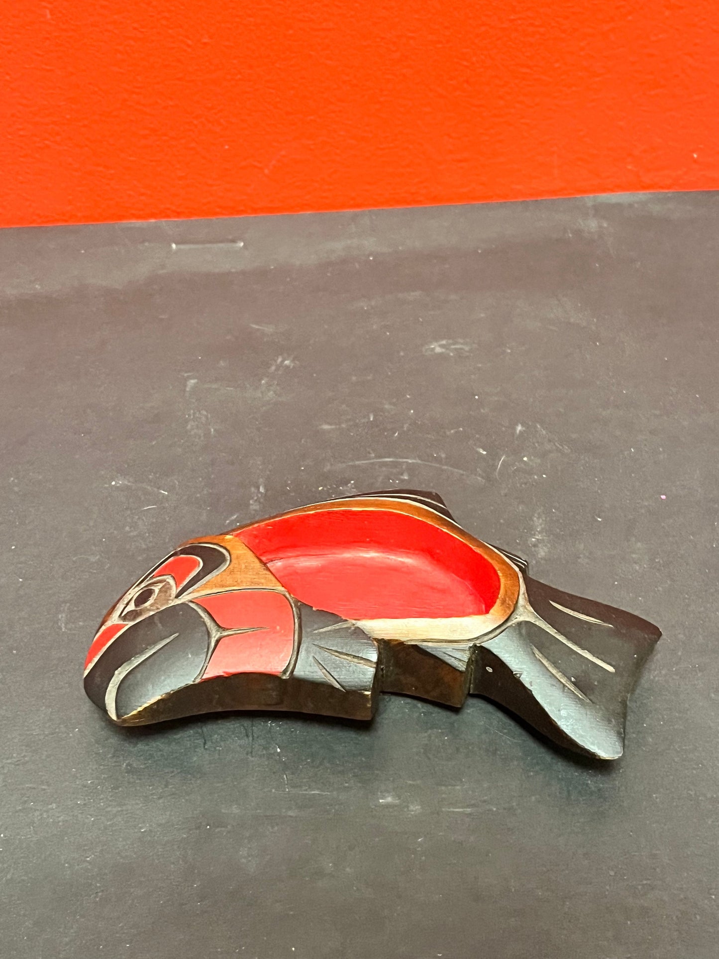 Magnificent 6 inch long signed indigenous first nations north west coast feast bowl Wonderful design and quality by Rick Wilson Wow
