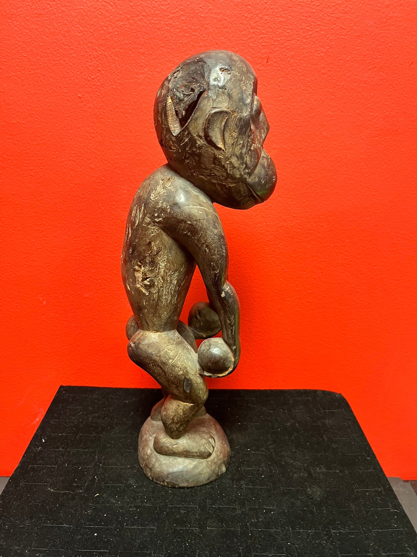 A Stunning Unusual African statue of a monkey man - antique with wonderful patina in great condition - 14 inches tall