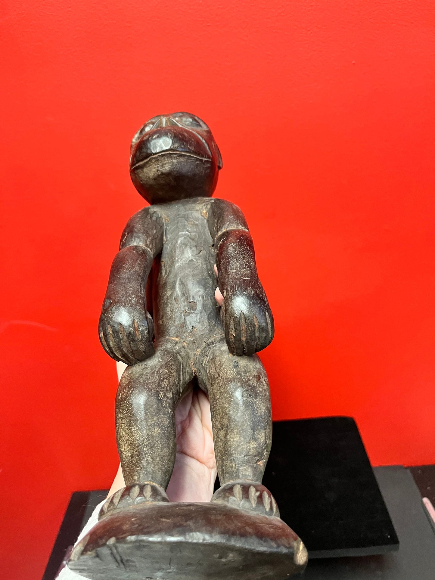 A Stunning Unusual African statue of a monkey man - antique with wonderful patina in great condition - 14 inches tall