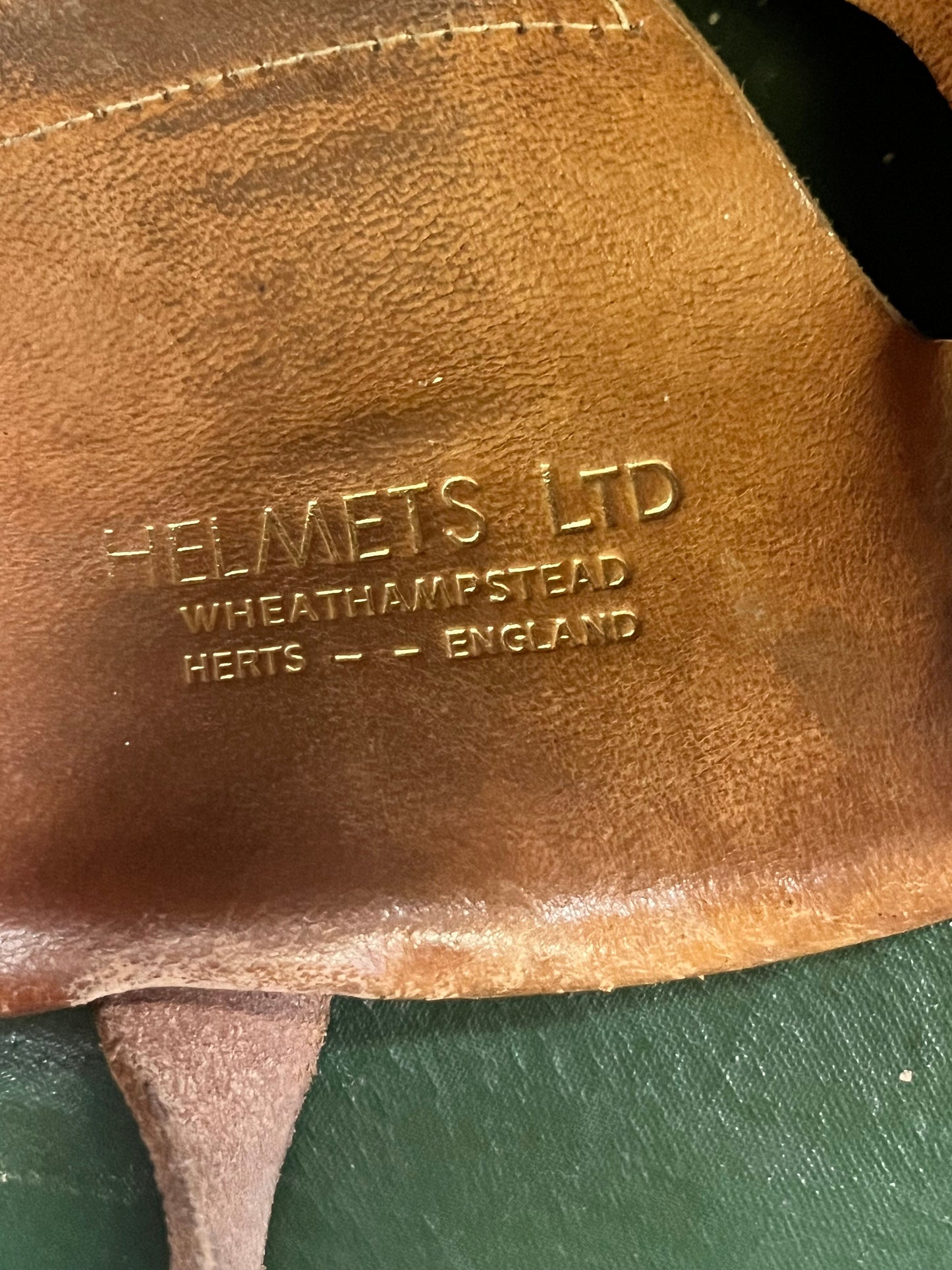 Stunning antique 15 x 11 English fireman helmet in fabulous condition approximate 9 by 7 inside measurements original strap - wow