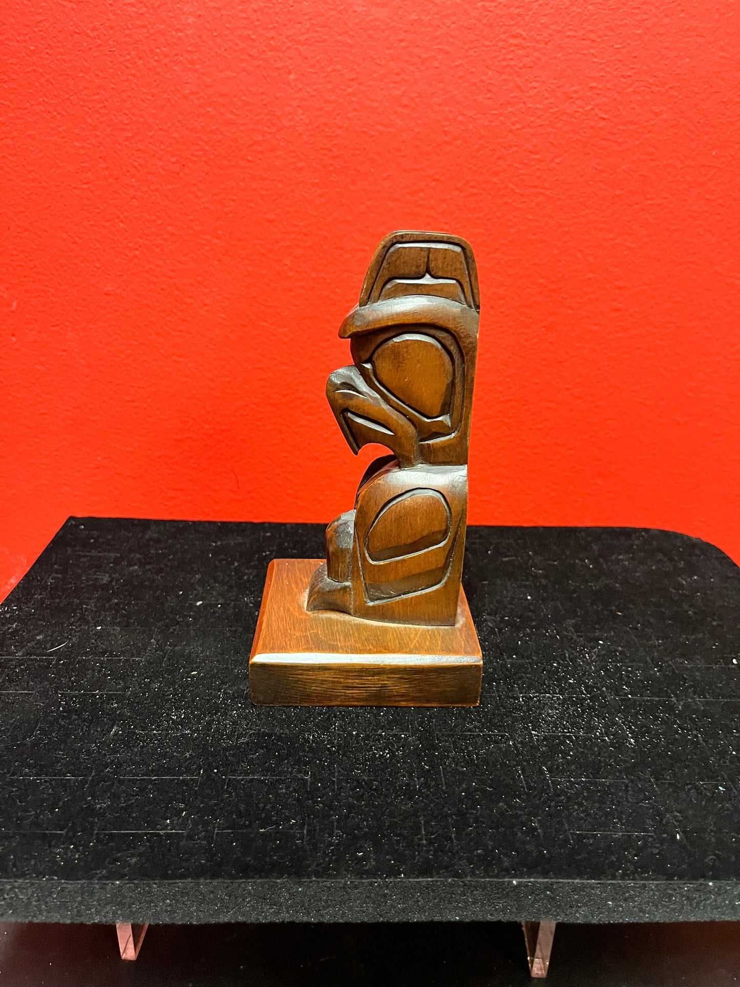 Lovely 6 inch high Thunderbird totem signed on back by Joe Becker indigenous first nations northwest coast intricate d