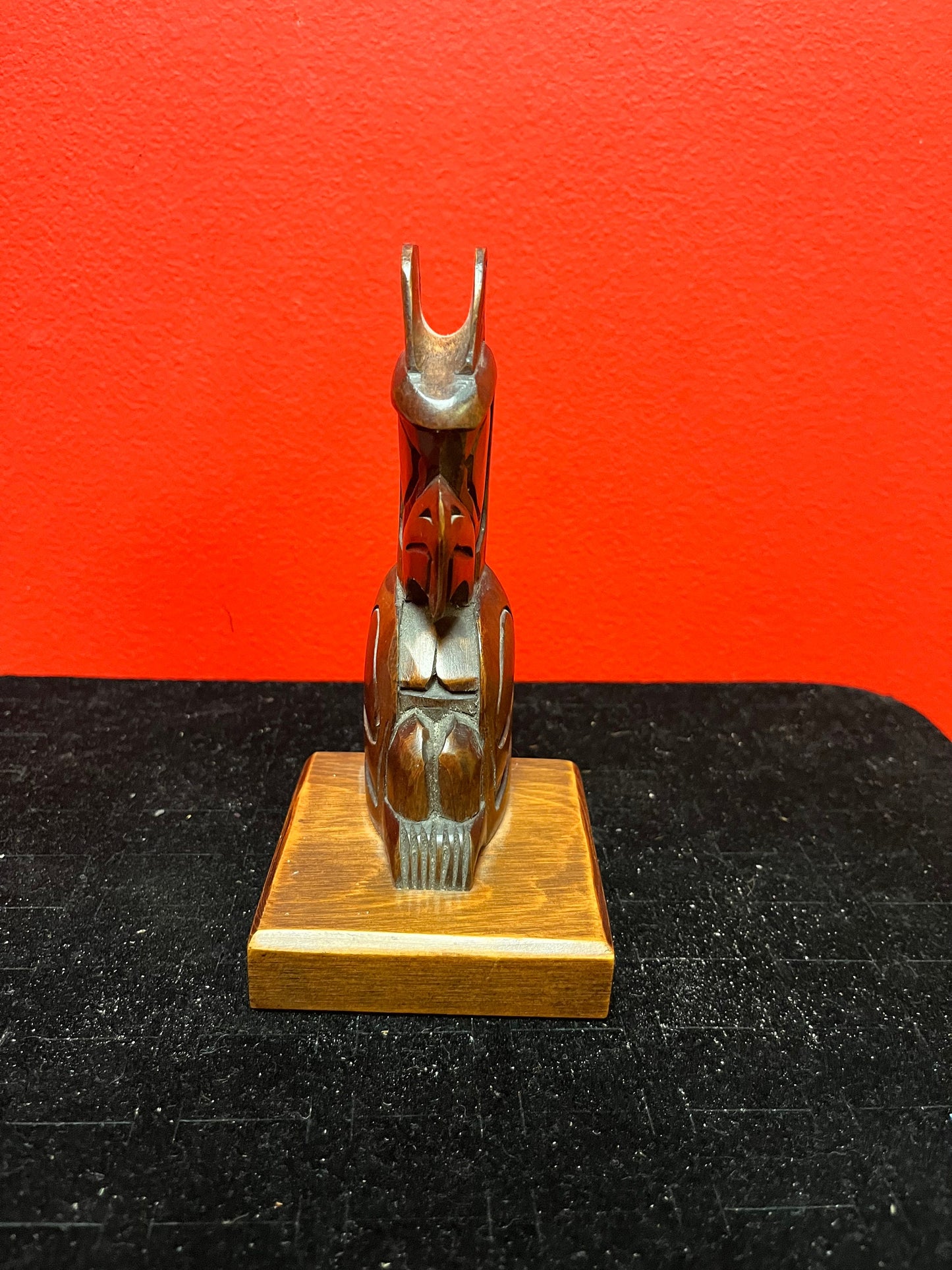 Lovely 6 inch high Thunderbird totem signed on back by Joe Becker indigenous first nations northwest coast intricate d
