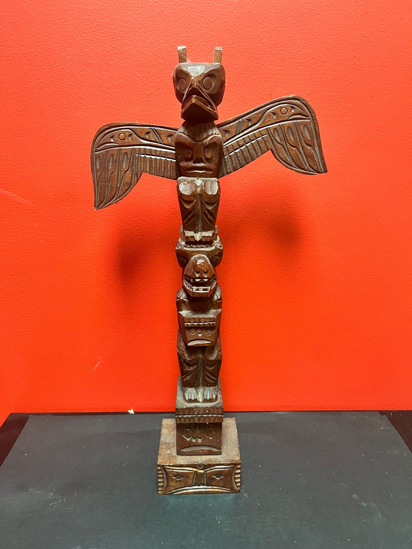 A Indigenous stunning 20 x 10 inches First Nations Pacific Northwest totem pole attributed to jimmy john 1876 - 1978 Nuuchah Nulth