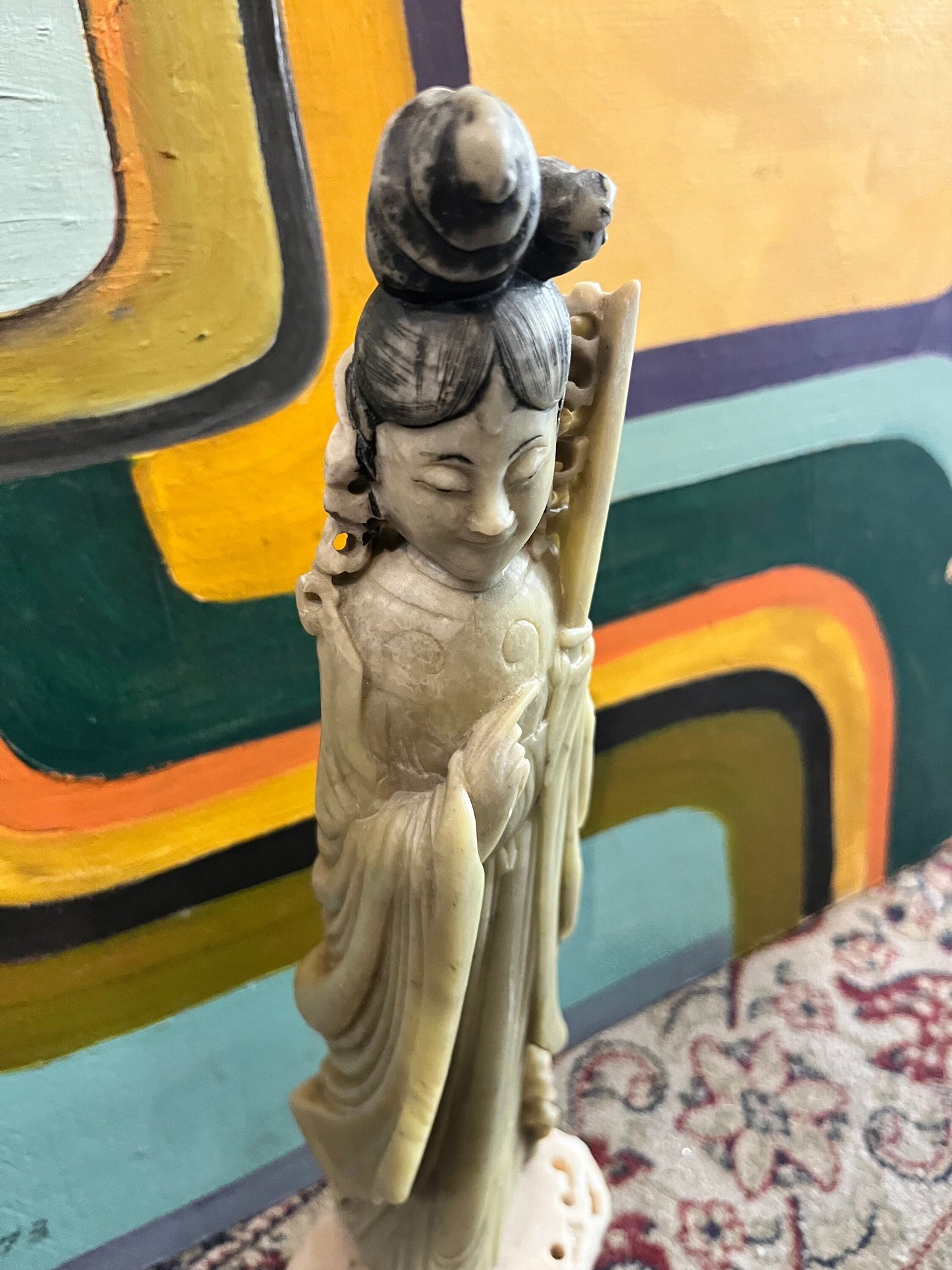 A 13 inch tall stunning soapstone Chinese statue of a woman wow great detail