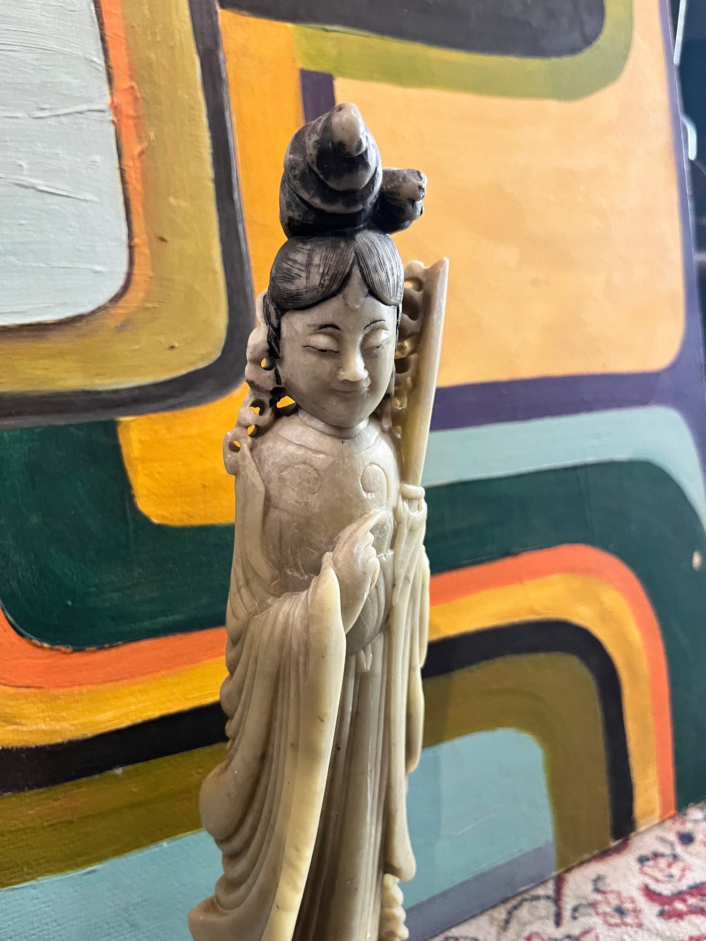 A 13 inch tall stunning soapstone Chinese statue of a woman wow great detail