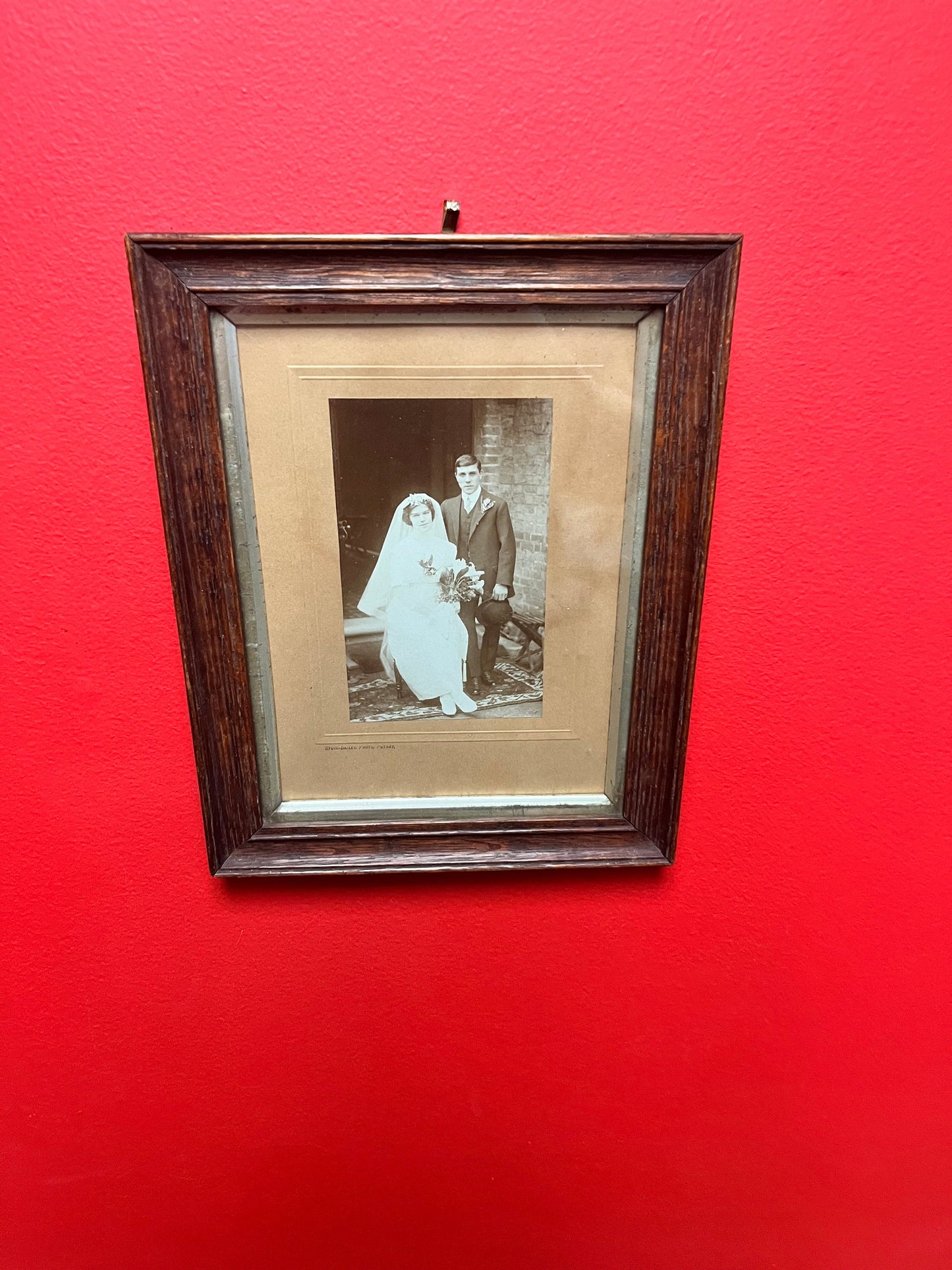 10 x 8 English oak frame with instant relatives wedding photo by Putney   good value