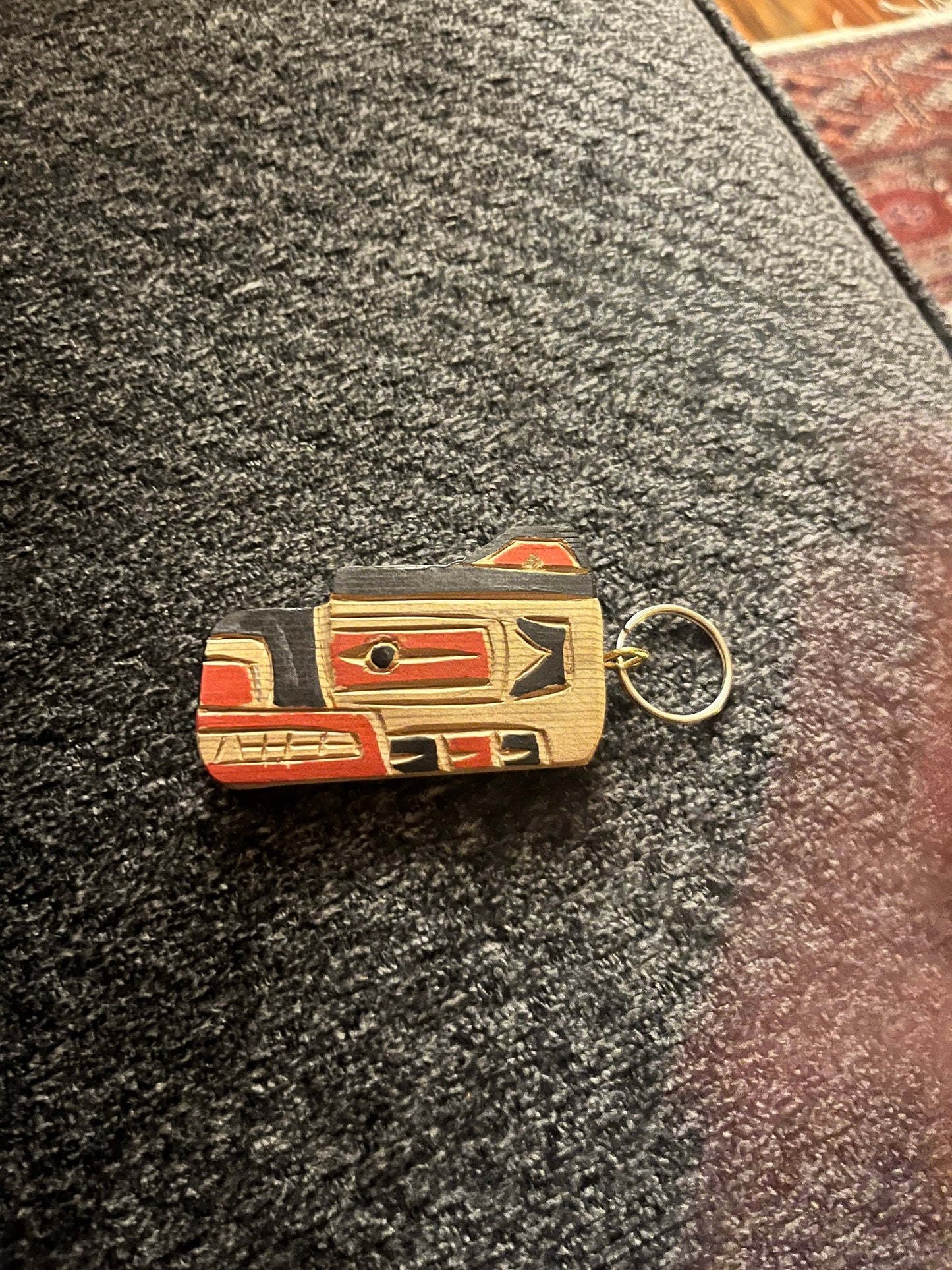 4 inch Indigenous First Nations pacific northwest coast bear keychain carved and painted by Brad Joseph jr great gift good value