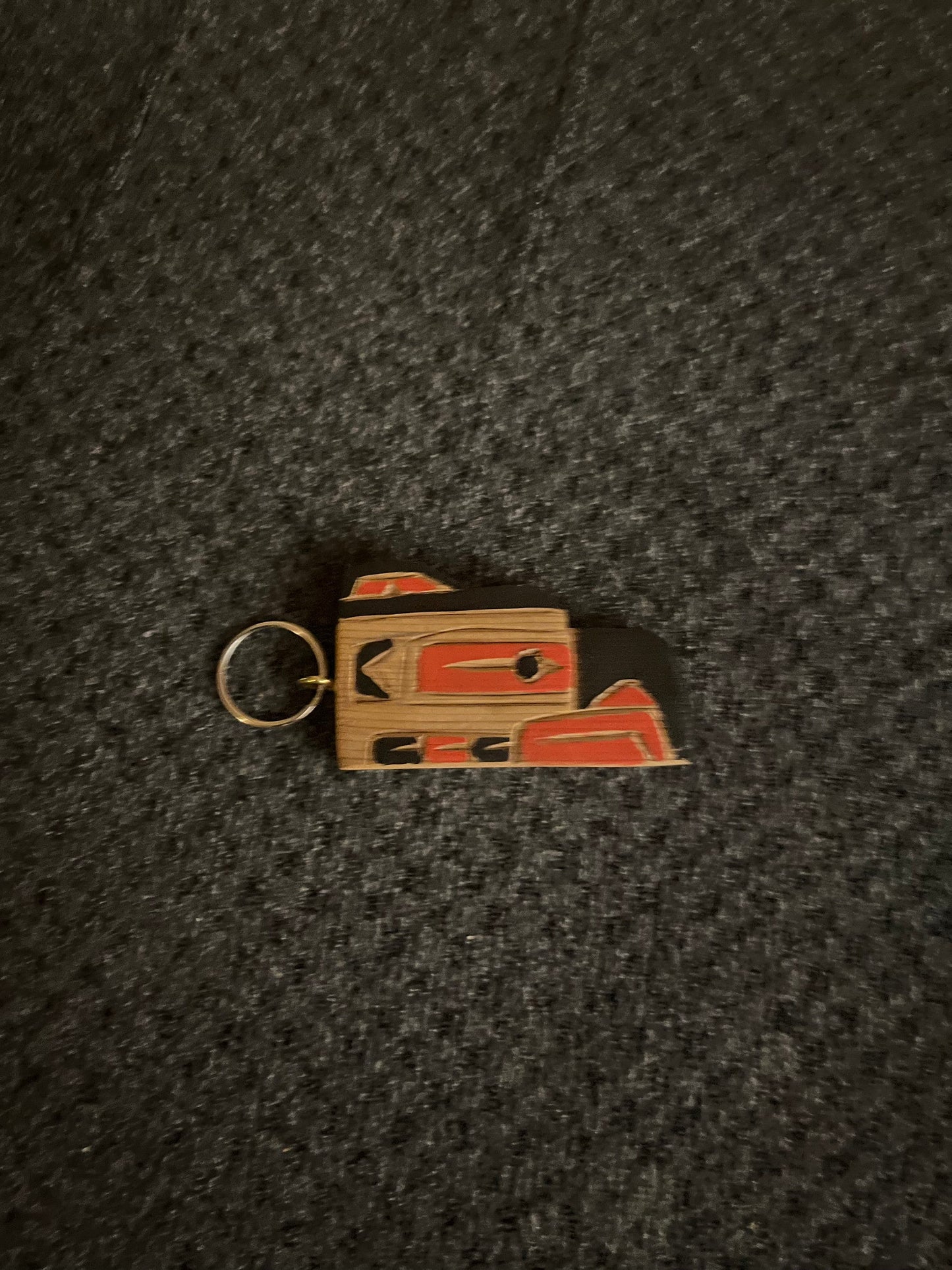 4 inch Indigenous First Nations pacific northwest coast wolf keychain carved and painted by Brad Joseph jr great gift good value