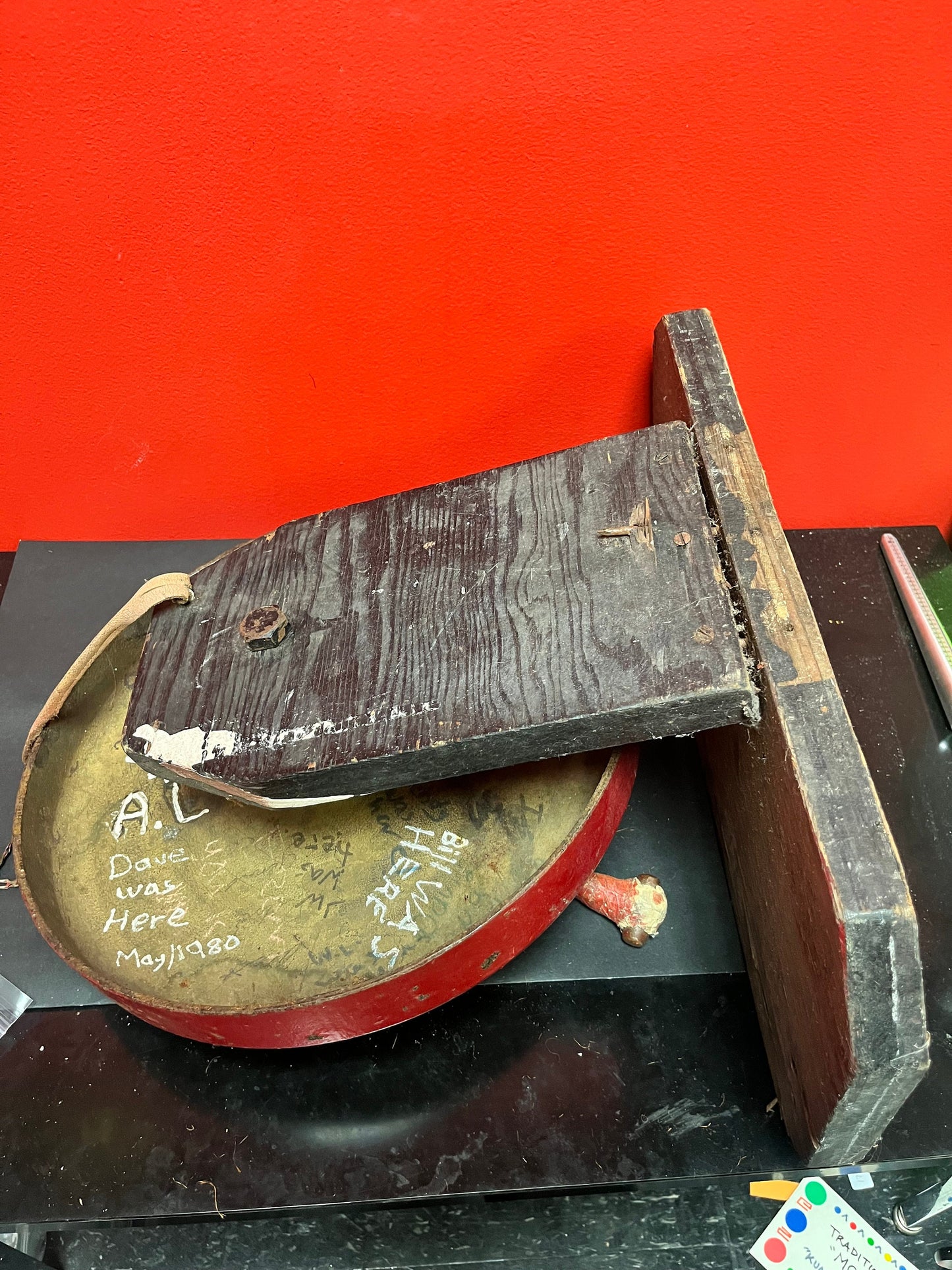 Fabulous boxing bell - old authentic museum quality Vancouver Island boxing club ring bell bell 14 inches plus shelf and hammer - wow