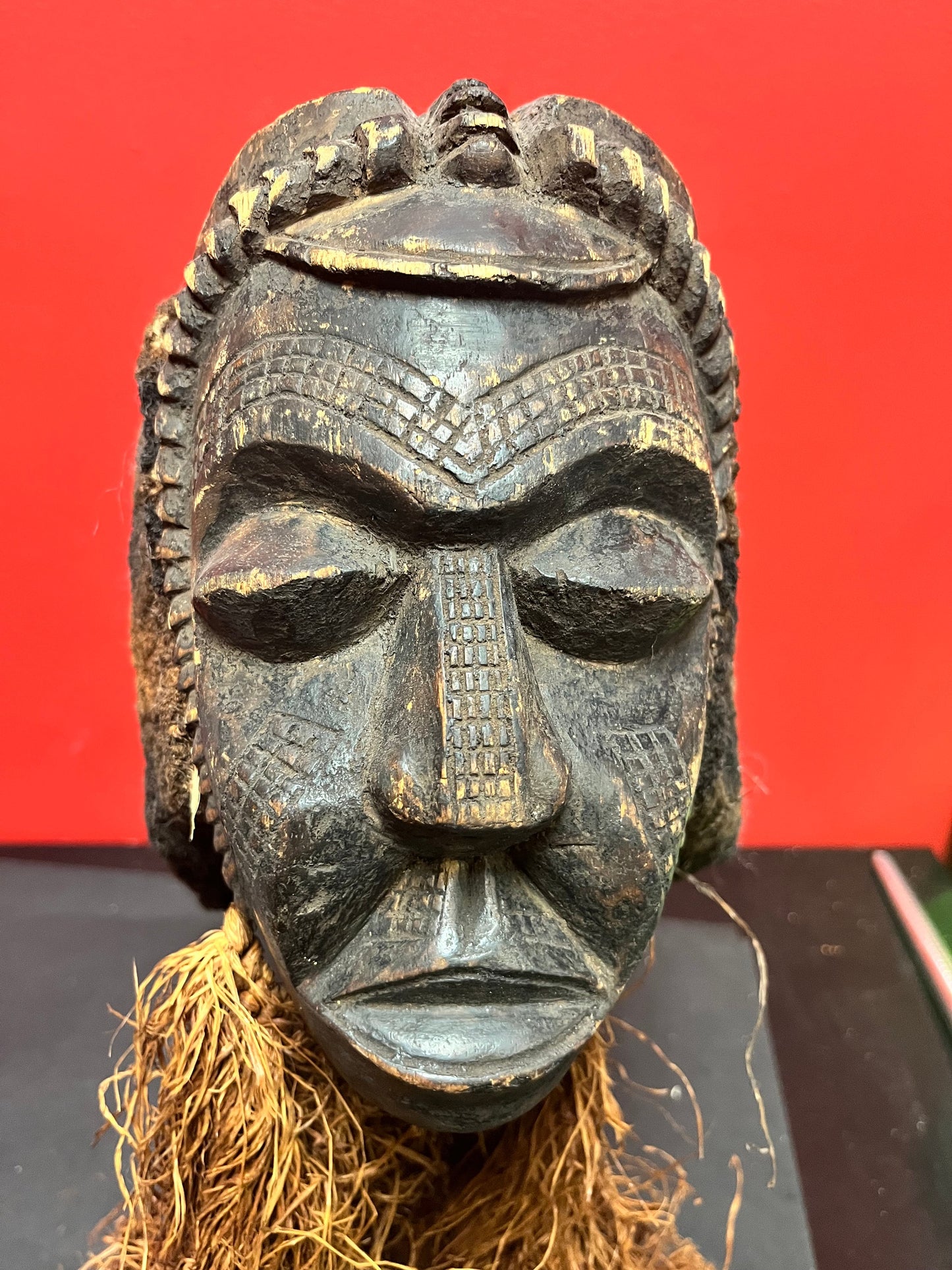 A Stunning 19 inch high rare African late 19 century ceremonial mask with stand good condition for age - museum quality