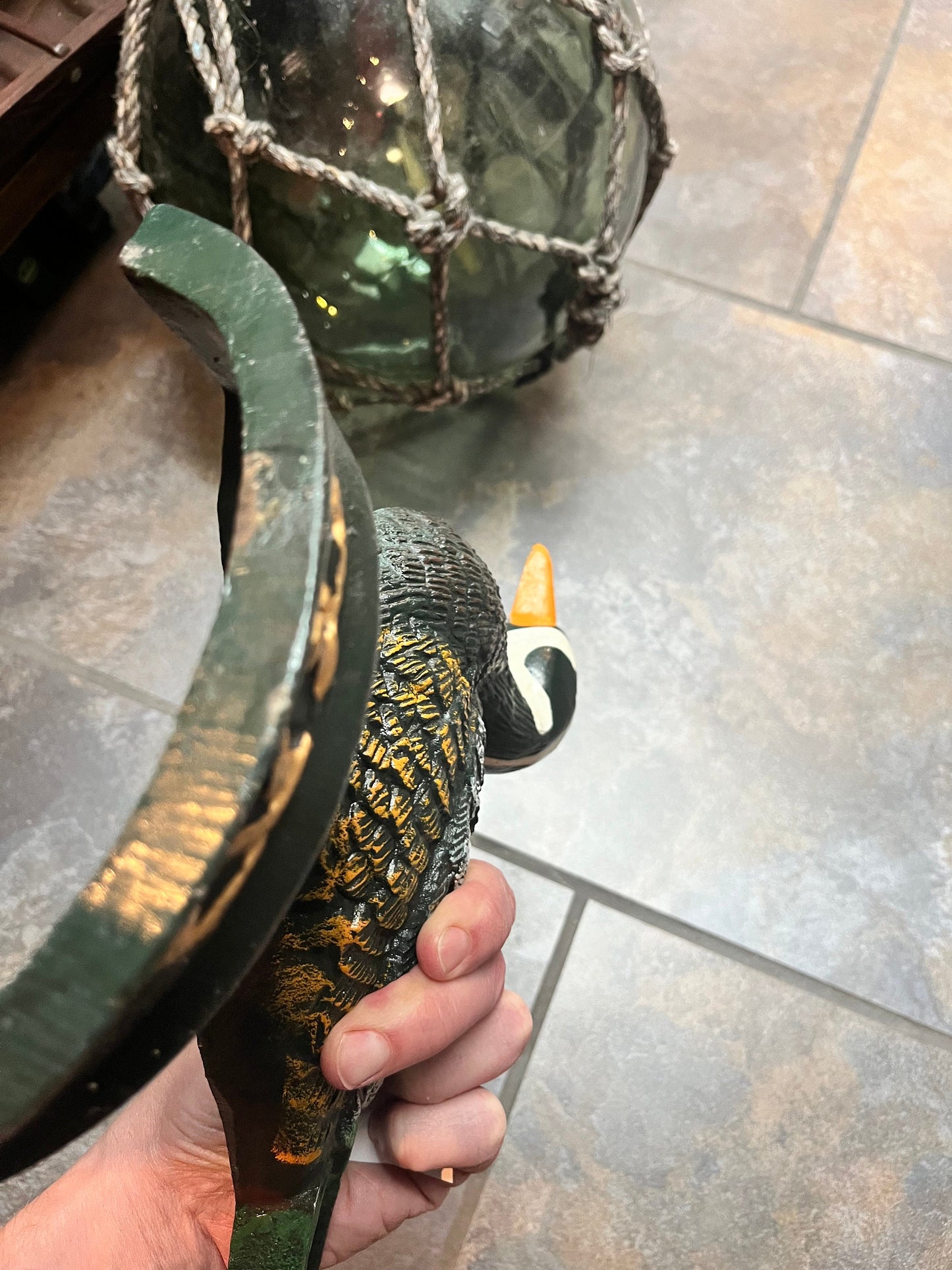 Fabulous 11 x 10 cast-iron mallard duck doorstop great paint and patina heavy Ready for your door
