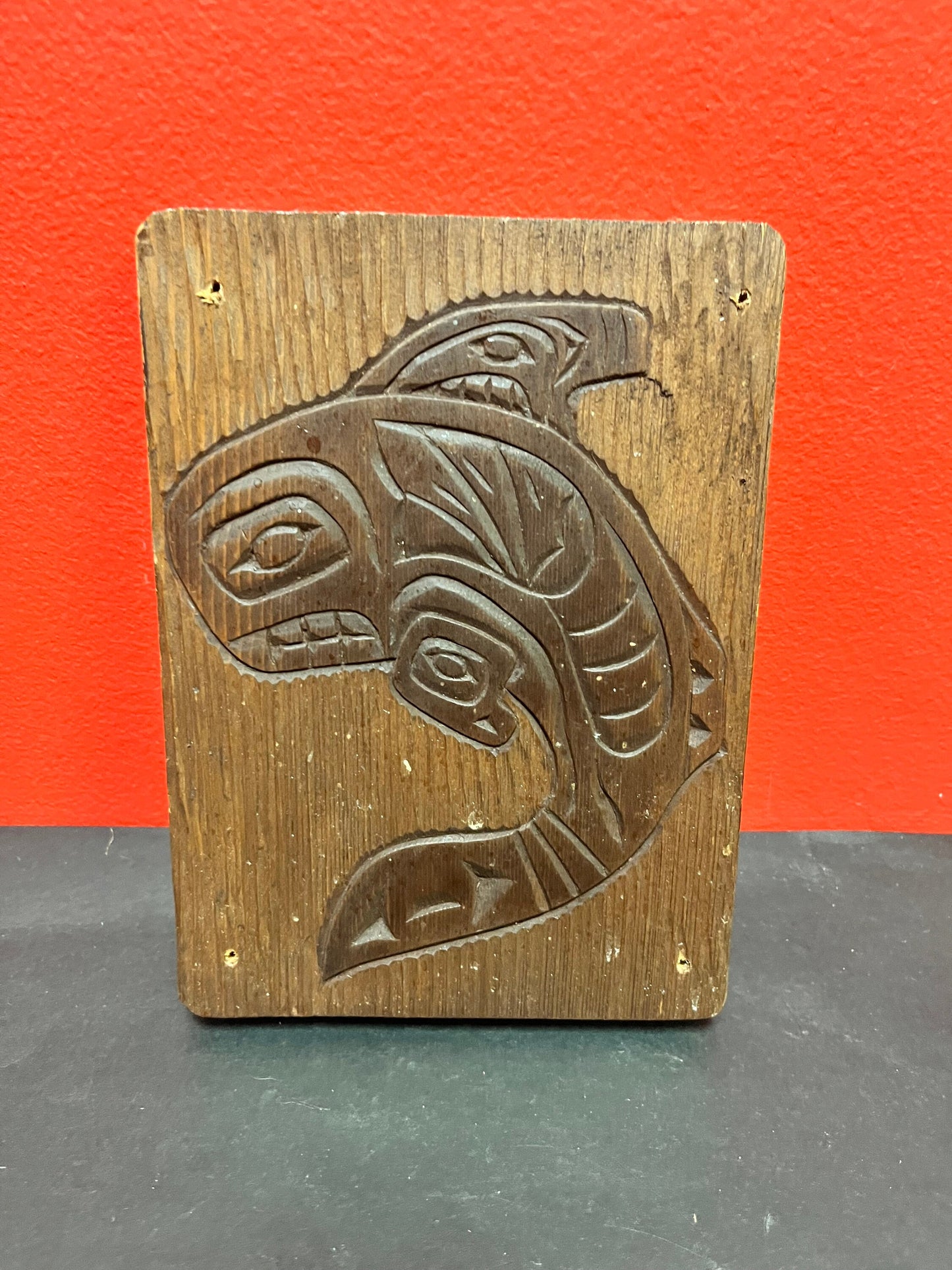 A  7 x 5 inch lovely indigenous first nations, Pacific Northwest coast Nelson Joseph signed killer whale plaque