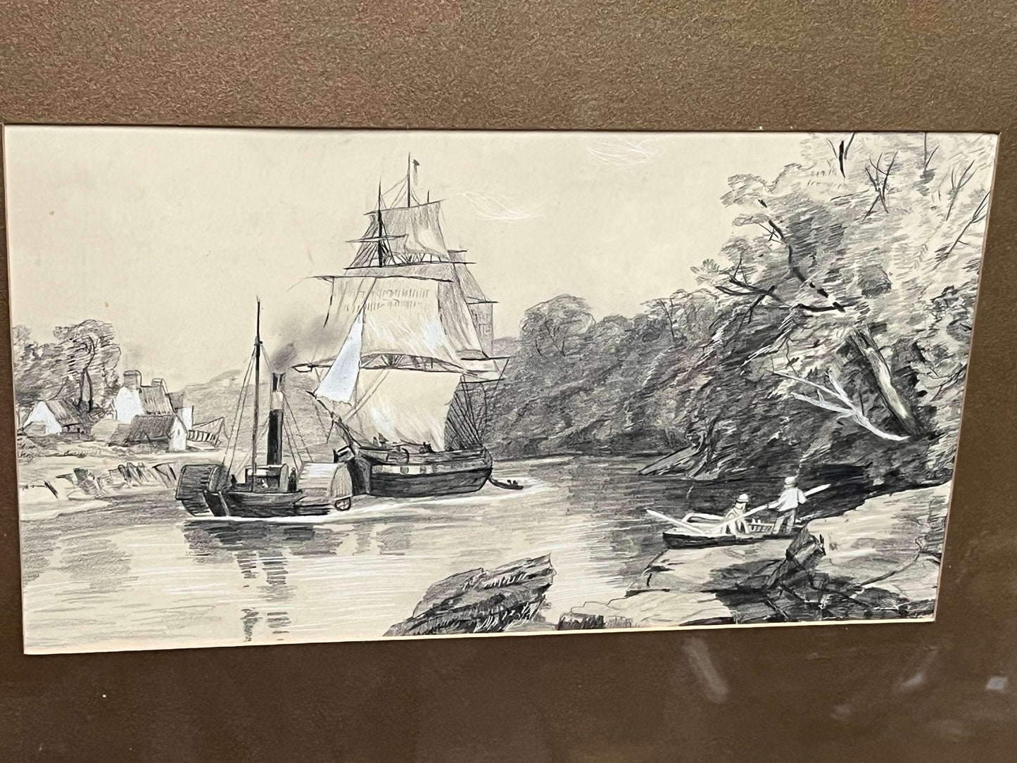 A Fantastic antique 23 x 16 gilt framed matted indistinctly signed pencil and watercolour picture amazing detail
