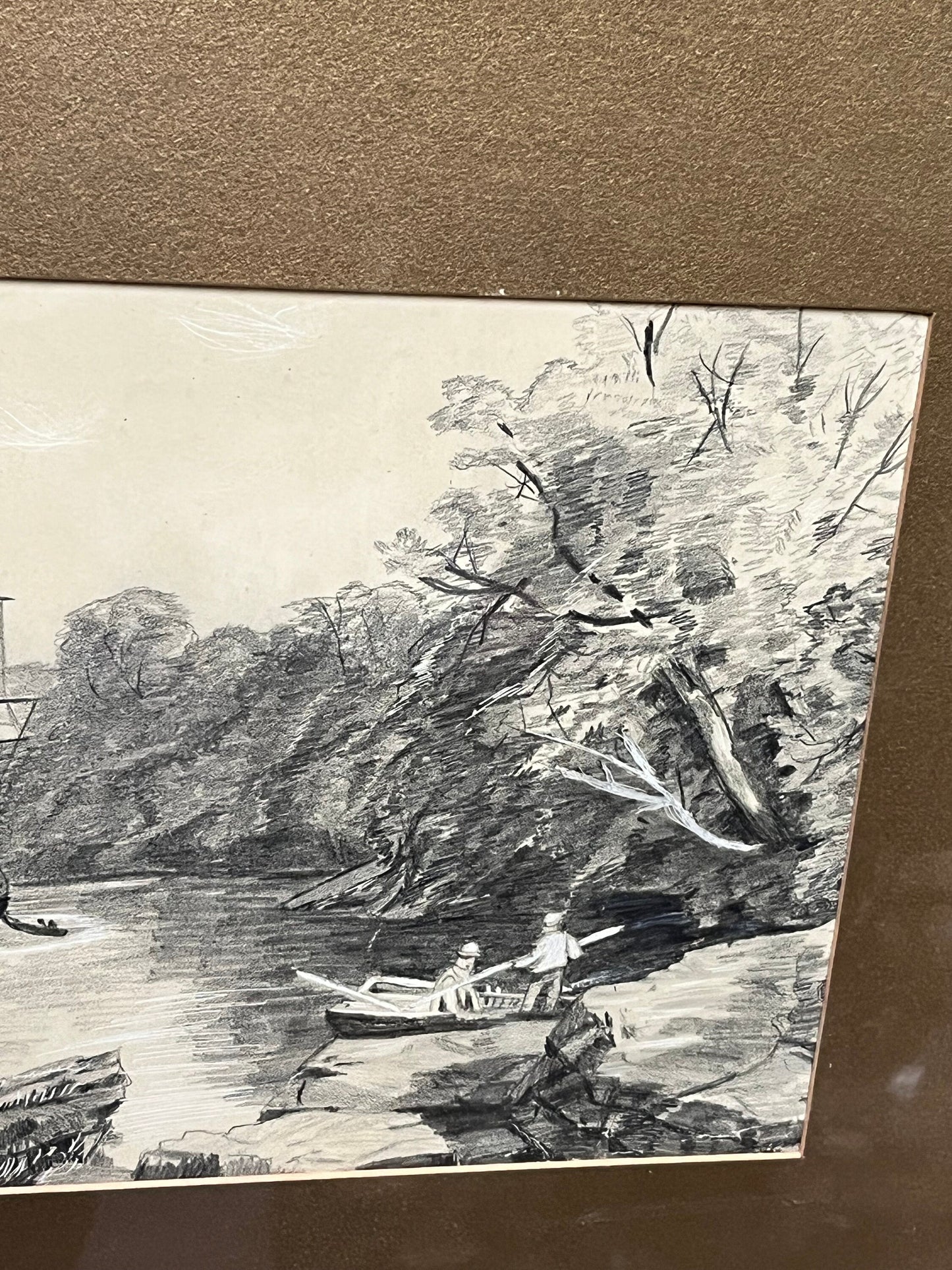 A Fantastic antique 23 x 16 gilt framed matted indistinctly signed pencil and watercolour picture amazing detail