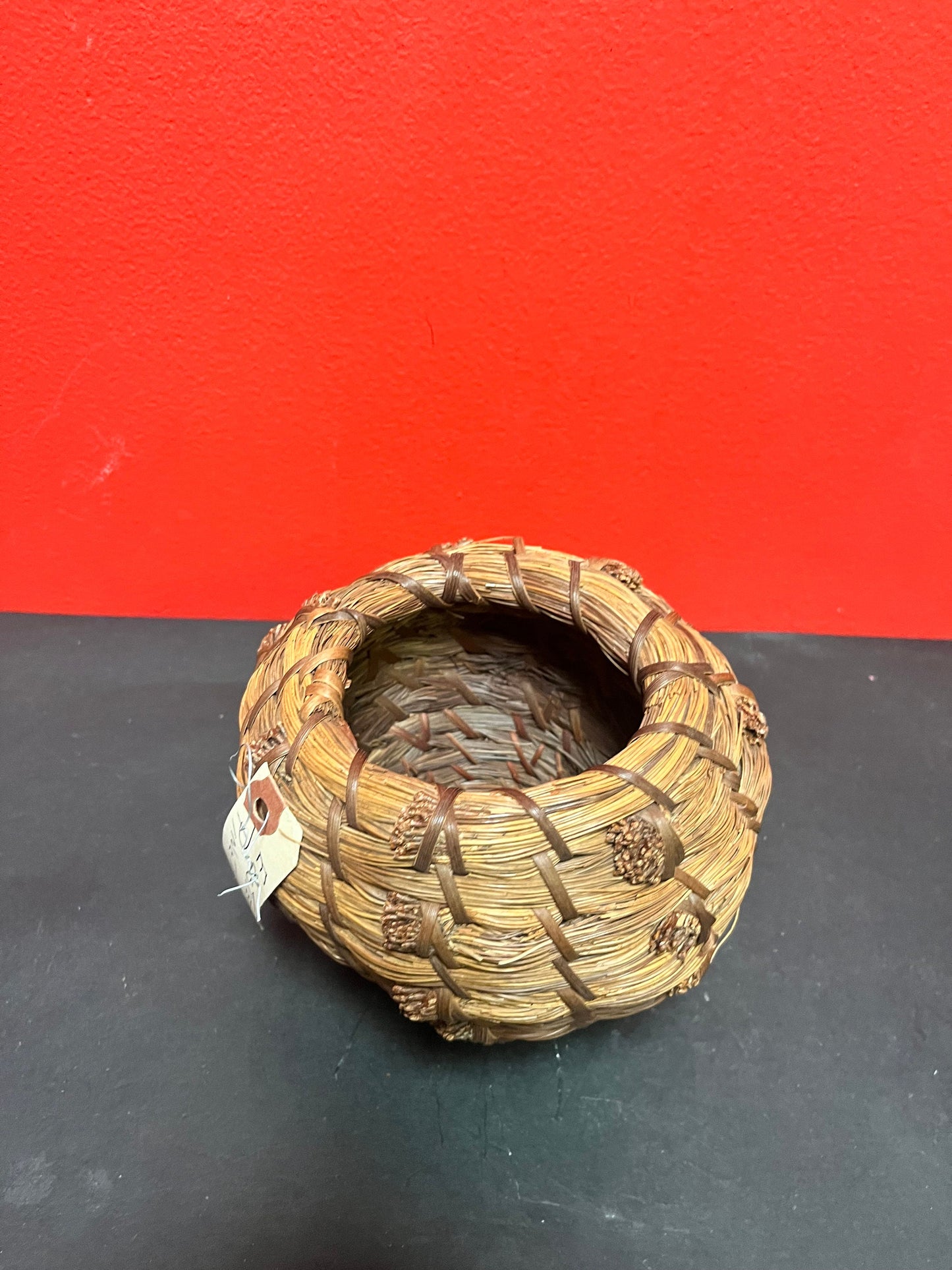A  6 inch high eastern Canadian Pine needle basket  high-quality beautiful piece of Canadian indigenous history