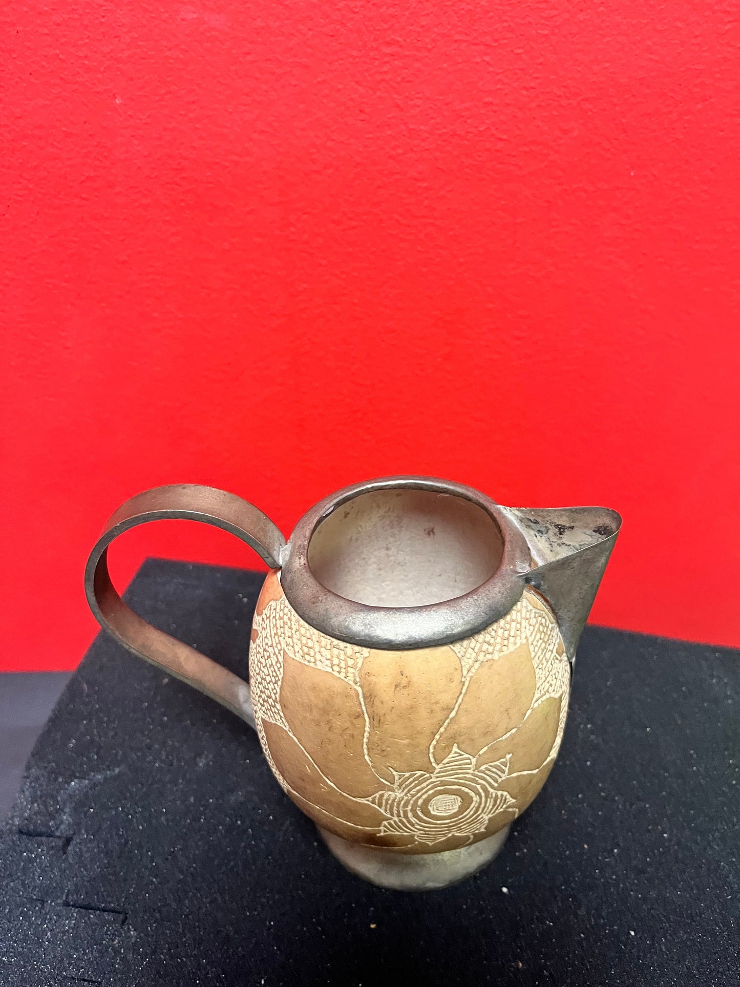 Lovely, antique silver plate and coconut shell jug really unique and perfect to use or gift