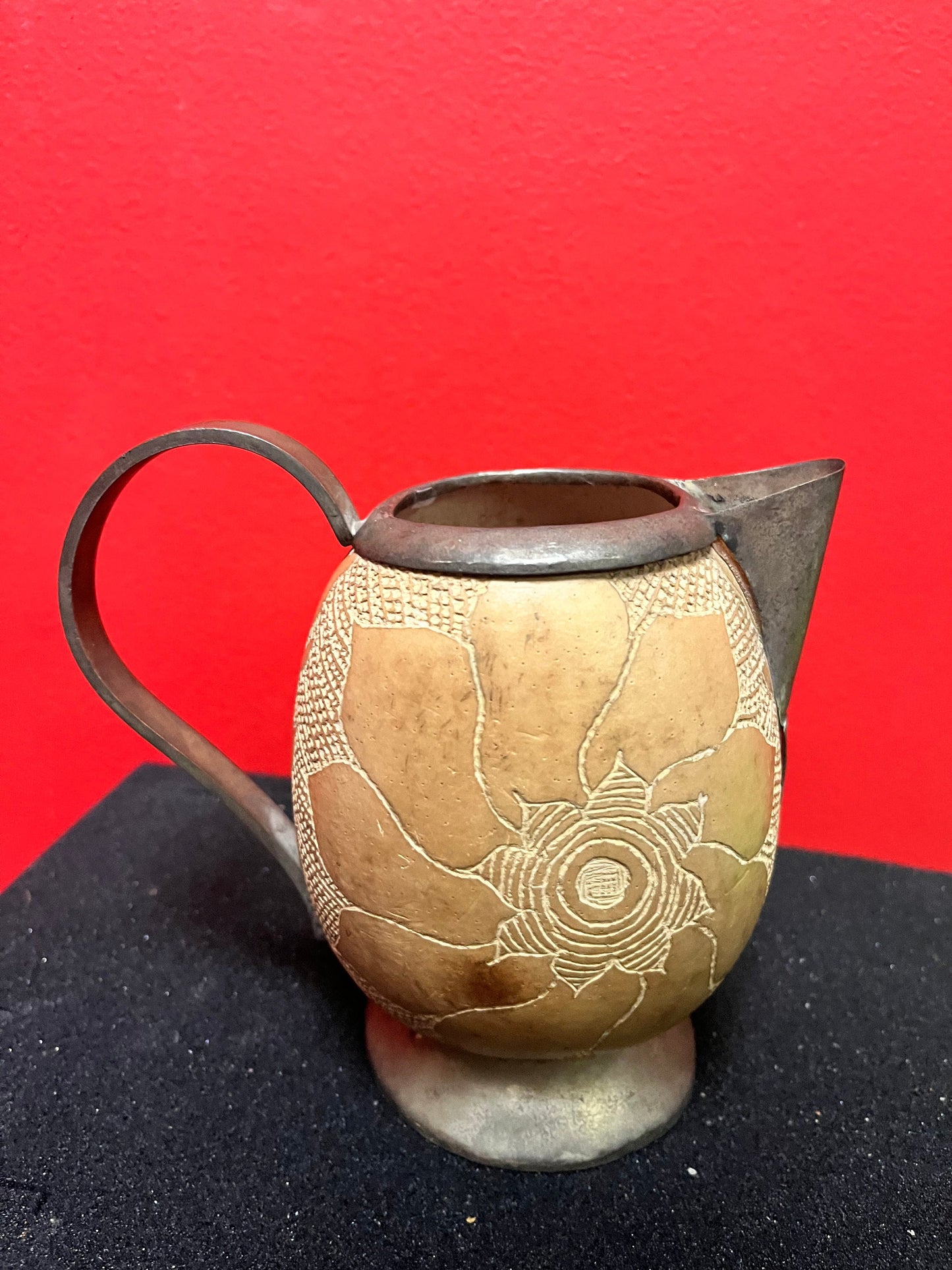 Lovely, antique silver plate and coconut shell jug really unique and perfect to use or gift