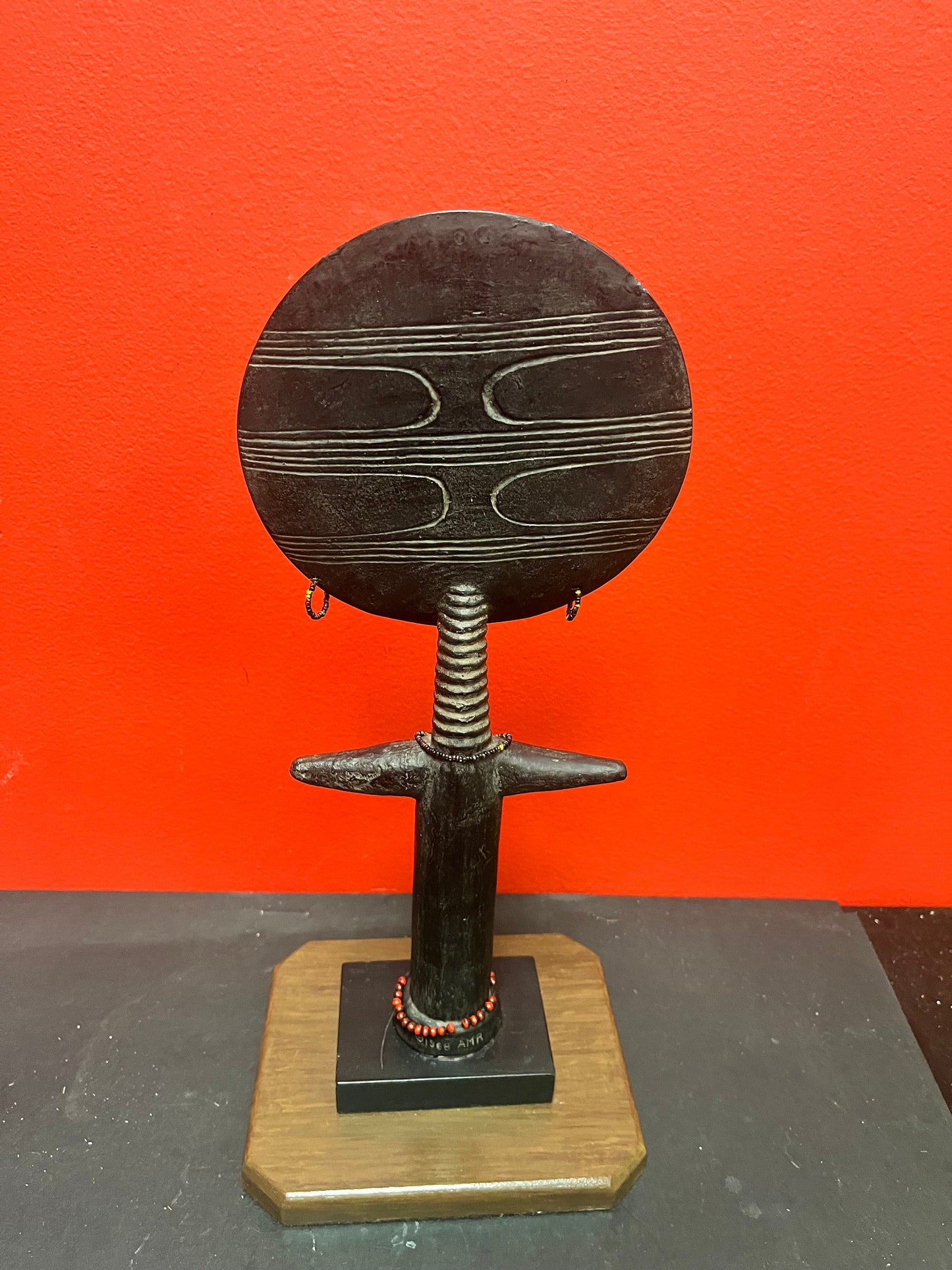 Lovely 15 inch signed pottery 1968 African Ashanti fertility figurine from Ghana Alva studios, New York so cool