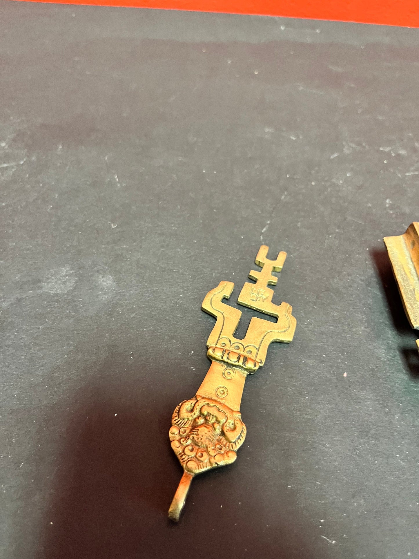 Fabulous rare antique Chinese Lock with key  great detail and patina 3 inches