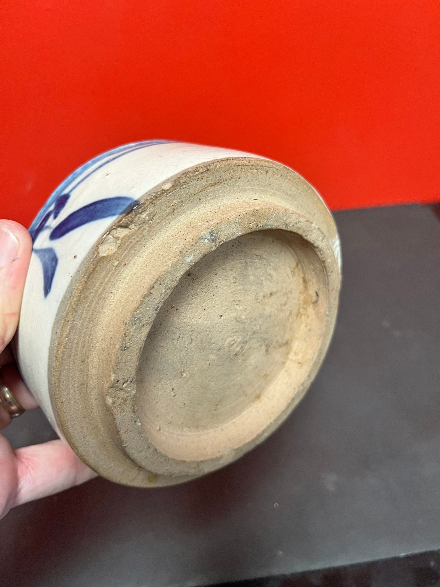 Beautiful Antique Asian pottery bowl  5 x 2 1/2 tall with lovely foot