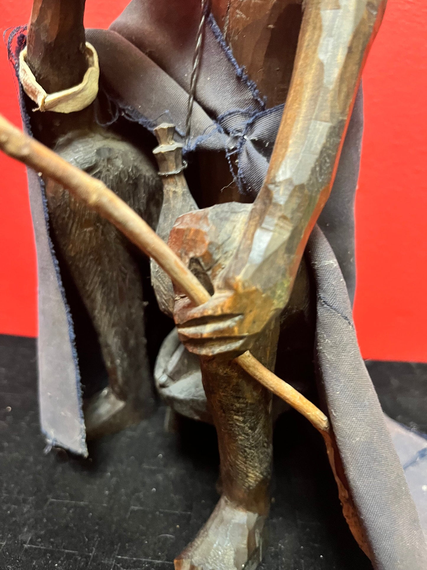 Fabulous old African 11 inch carved wood statue of a man incredible detail wow