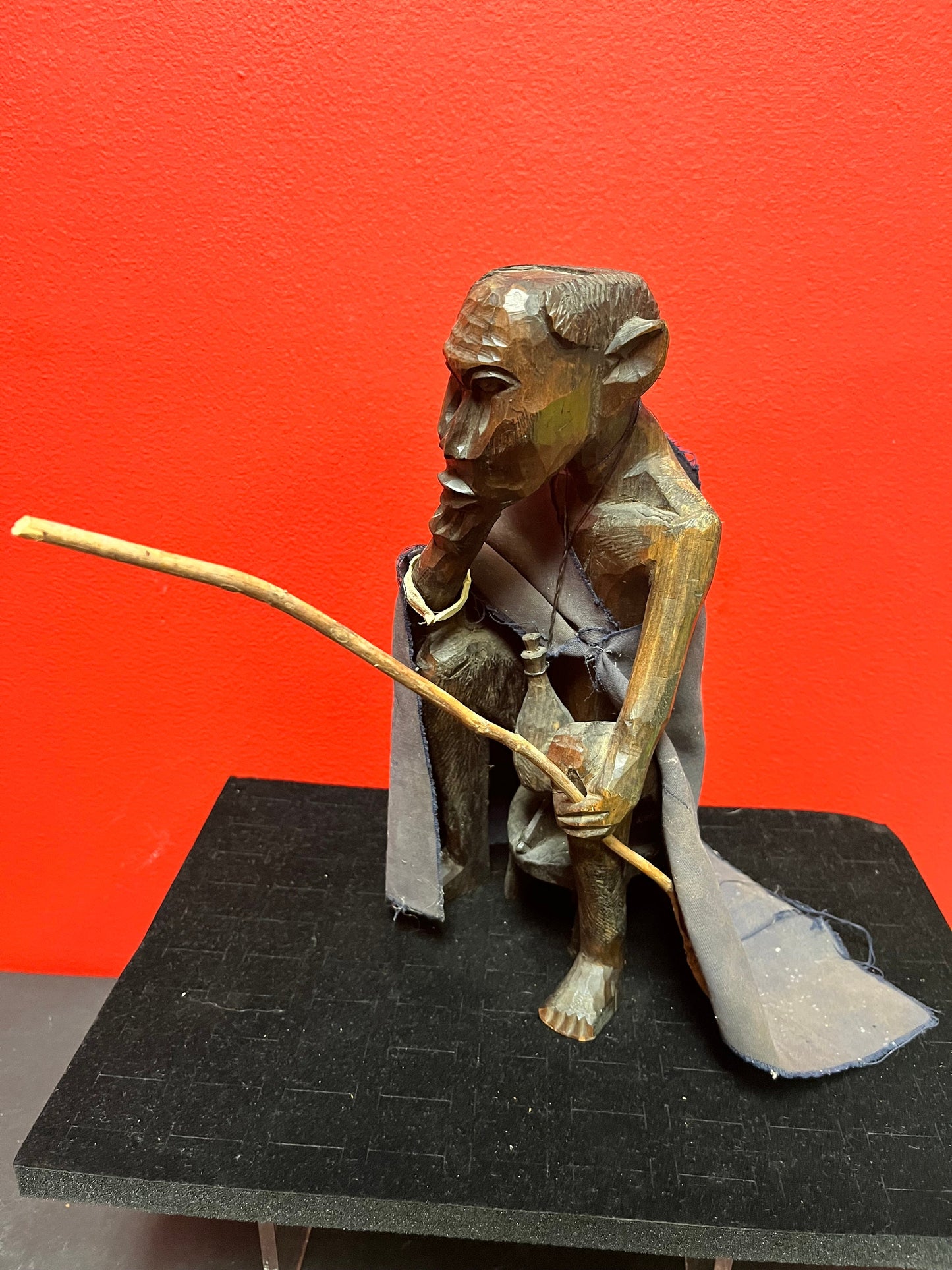 Fabulous old African 11 inch carved wood statue of a man incredible detail wow