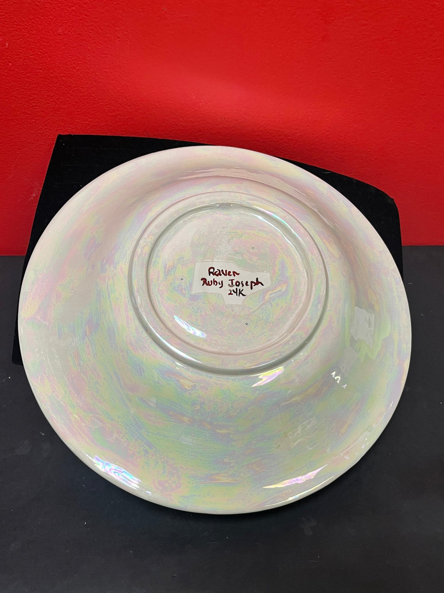 Amazing 12 inch indigenous First Nations raven bowl with 24k gold by ruby Joseph intense quality and craftsmanship