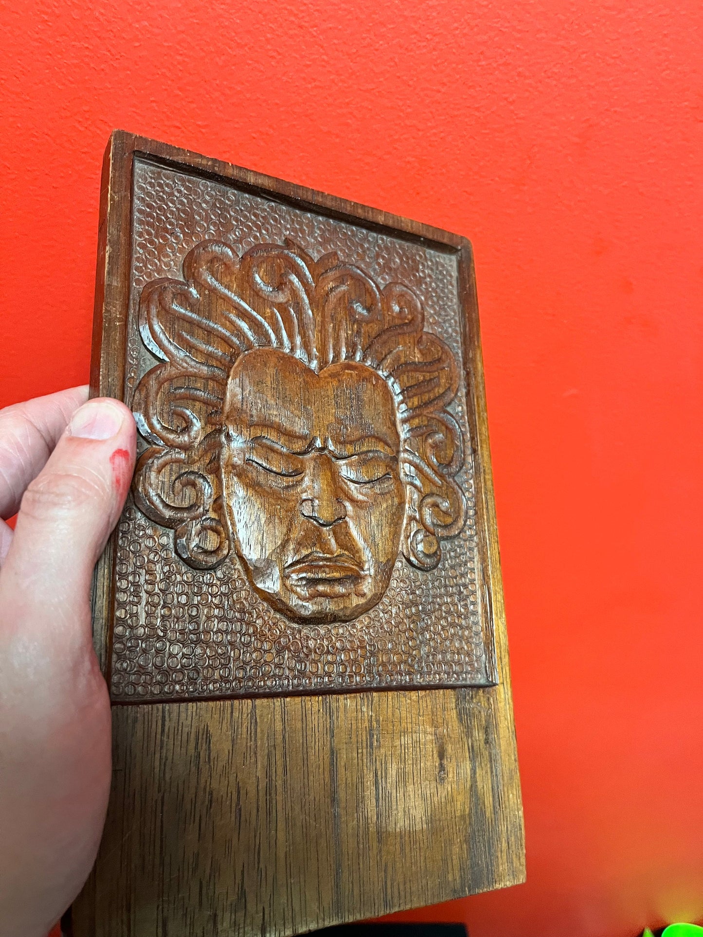 Unusual signed oceanic 10 x 6 wide 1939 wooden plaque ready to hang very cool imagery