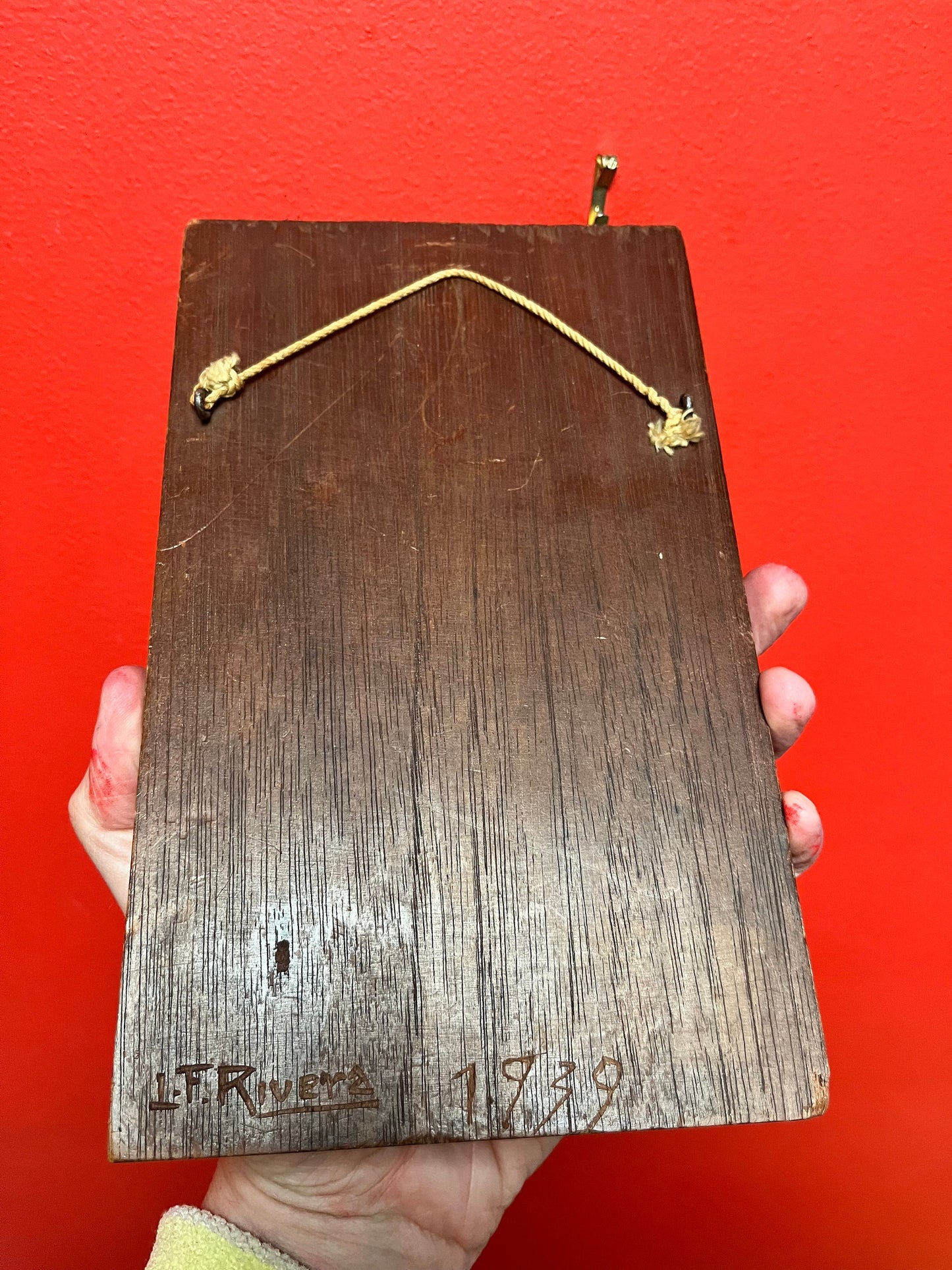 Unusual signed oceanic 10 x 6 wide 1939 wooden plaque ready to hang very cool imagery