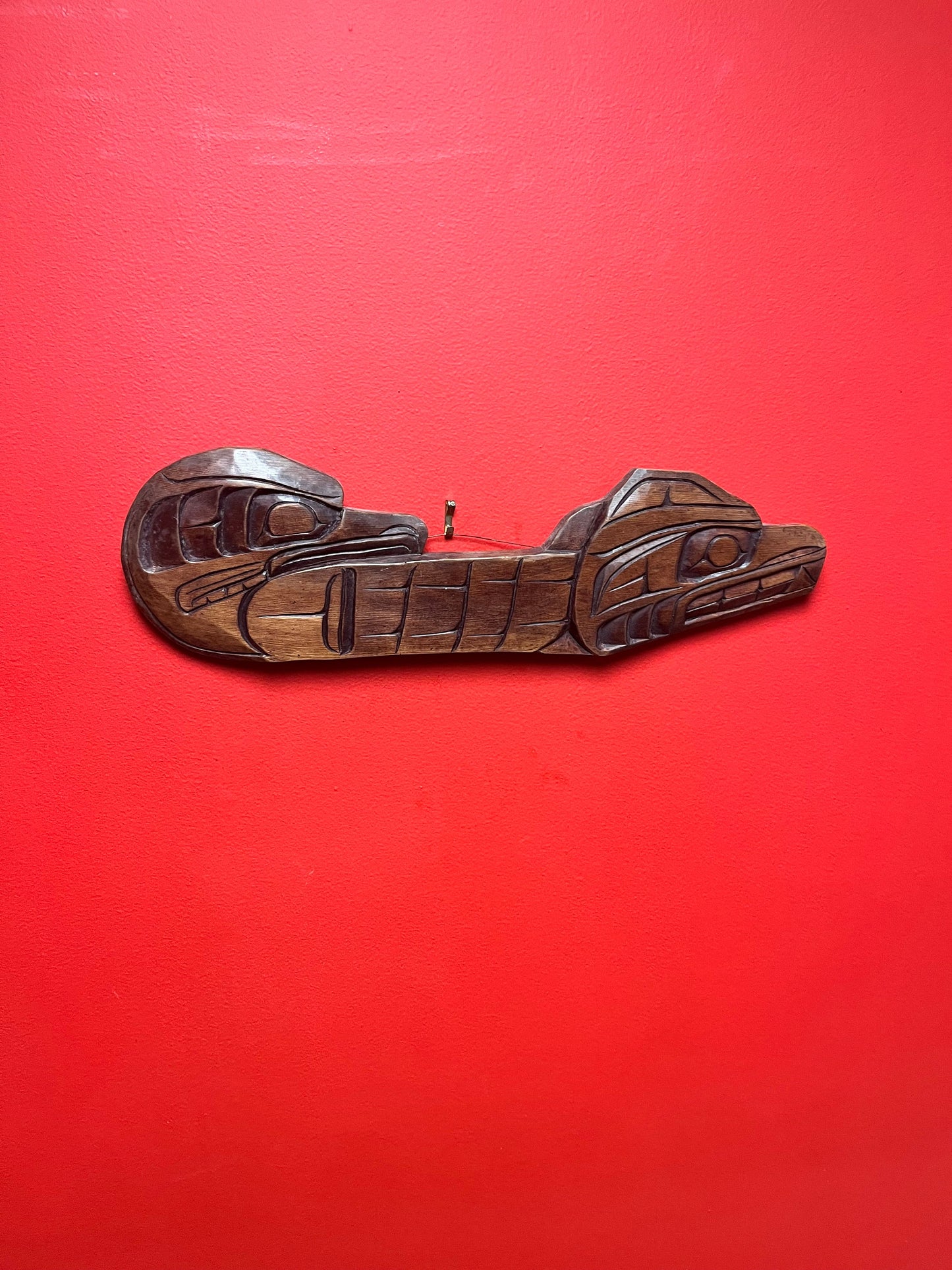Stunning 18 x 6 indigenous raven and bear plaque by Albert Bruce ready to hang indigenous first nations Pacific Northwest coast beauty