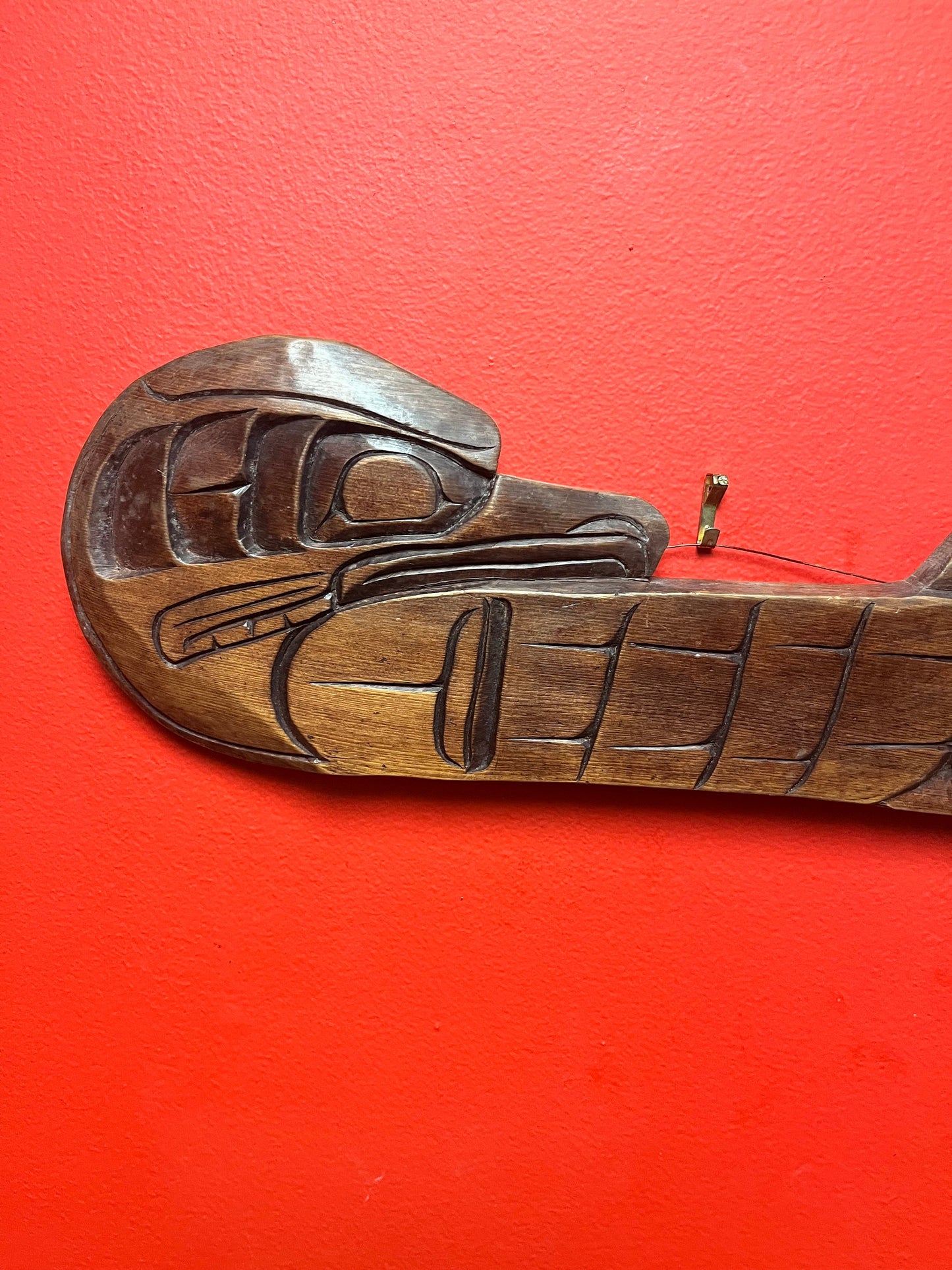 Stunning 18 x 6 indigenous raven and bear plaque by Albert Bruce ready to hang indigenous first nations Pacific Northwest coast beauty