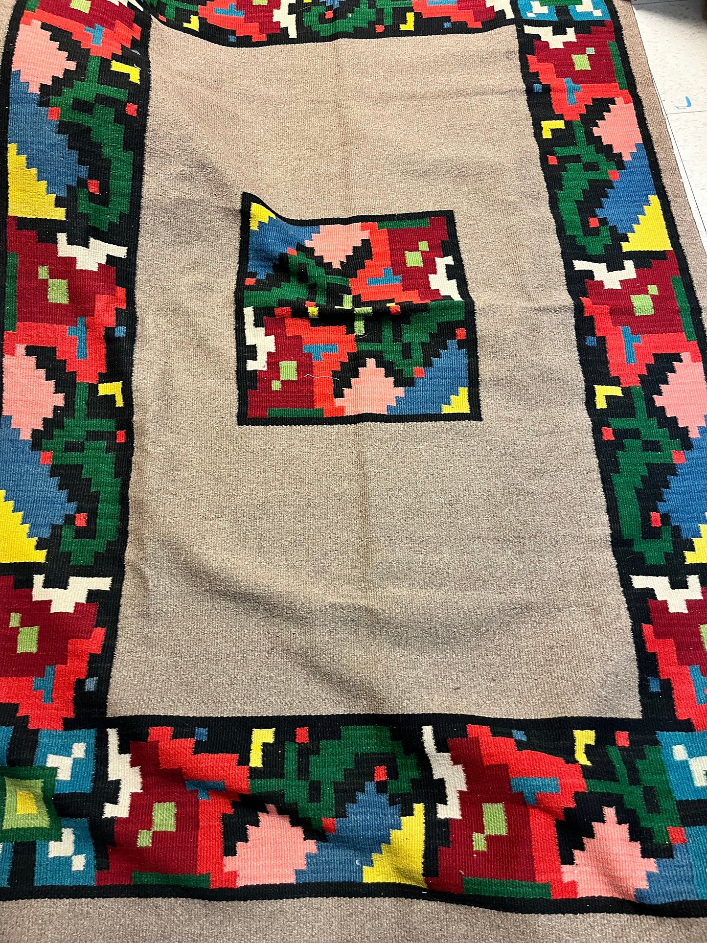 An Absolutely stunning vintage Navajo wool carpet rug in perfect condition authentic fabulous colours 78 x 49 wow
