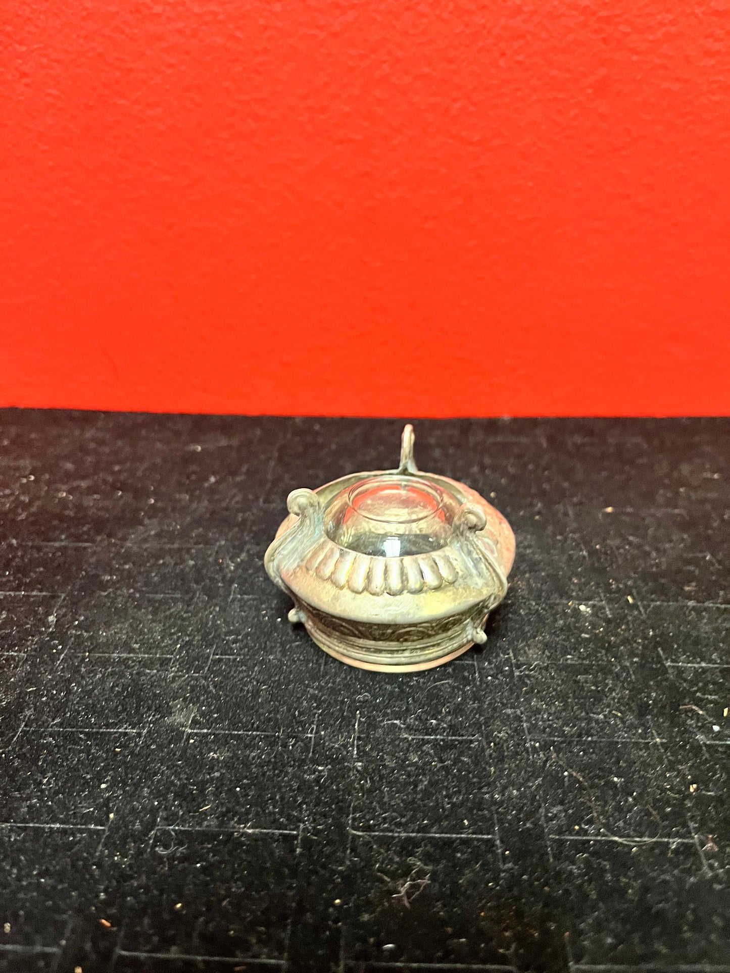 Small European silver untested salt with liner