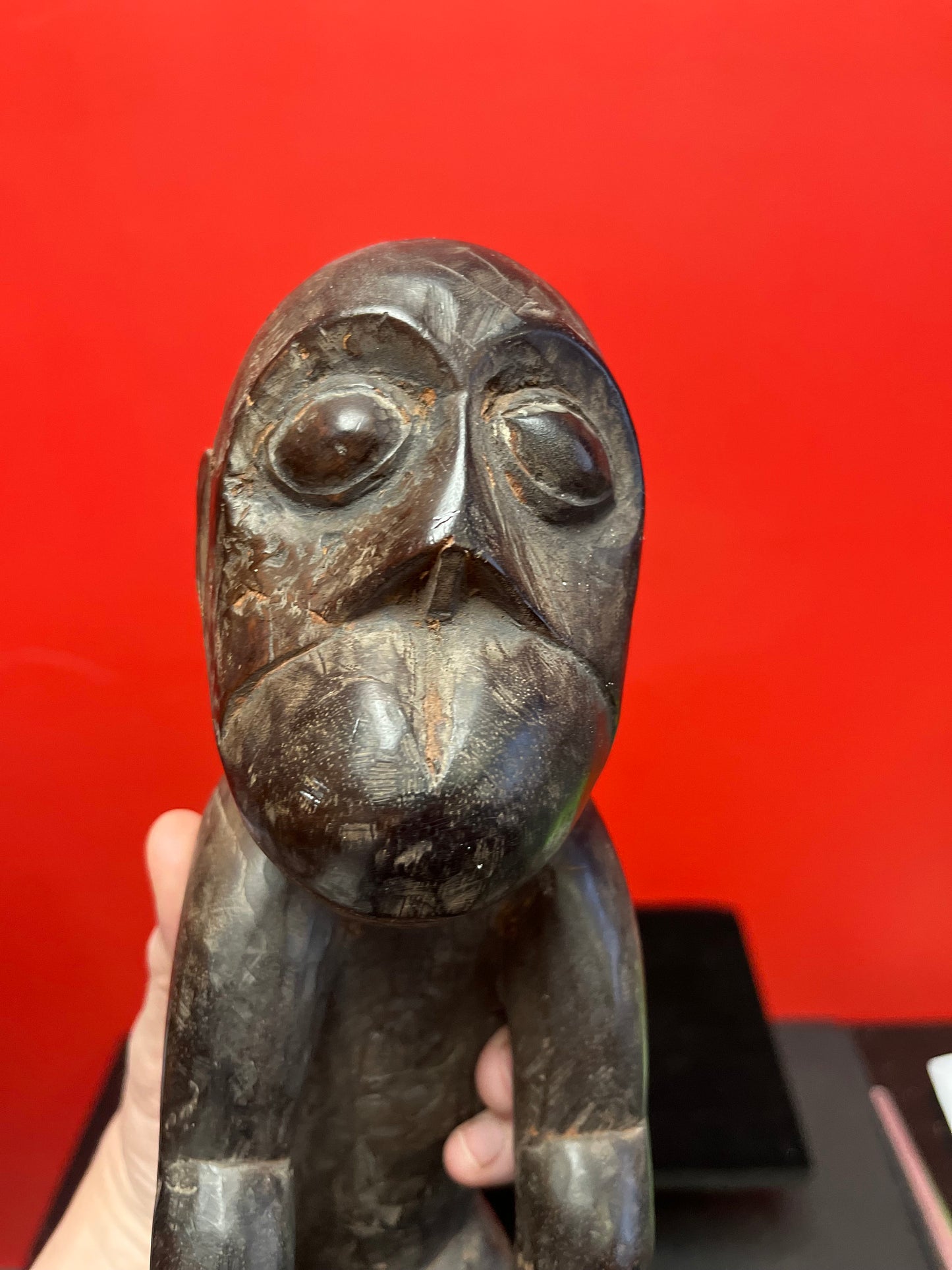 A Stunning Unusual African statue of a monkey man - antique with wonderful patina in great condition - 14 inches tall
