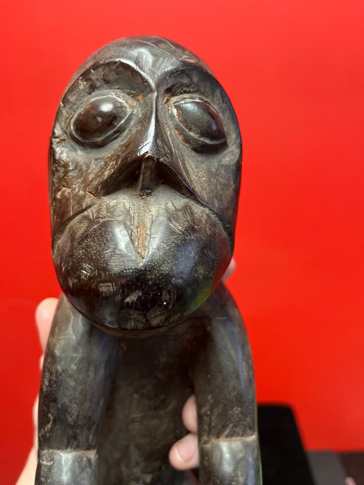 A Stunning Unusual African statue of a monkey man - antique with wonderful patina in great condition - 14 inches tall